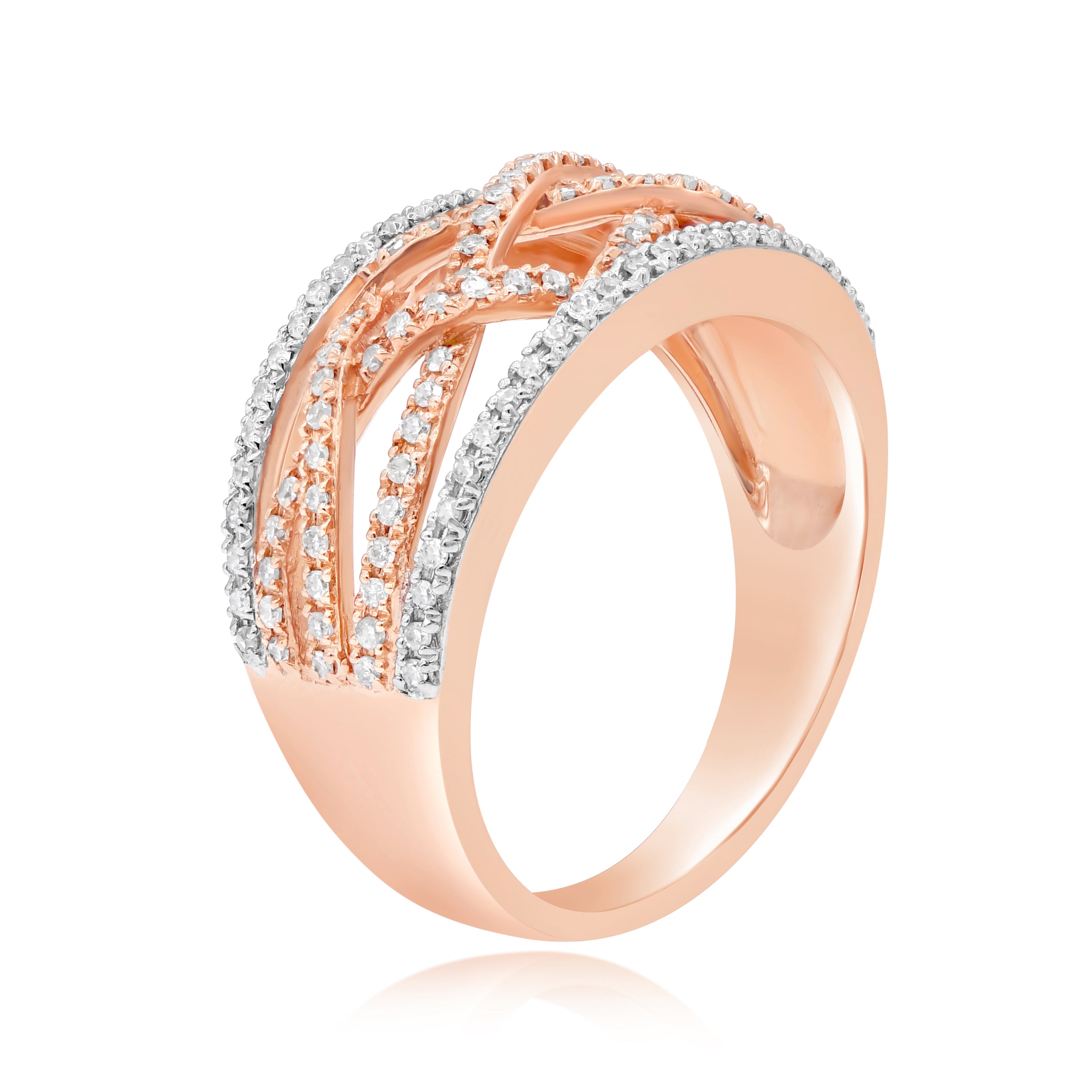 0.51 ct. Diamond 14K Rose Gold Wide Cutout Band