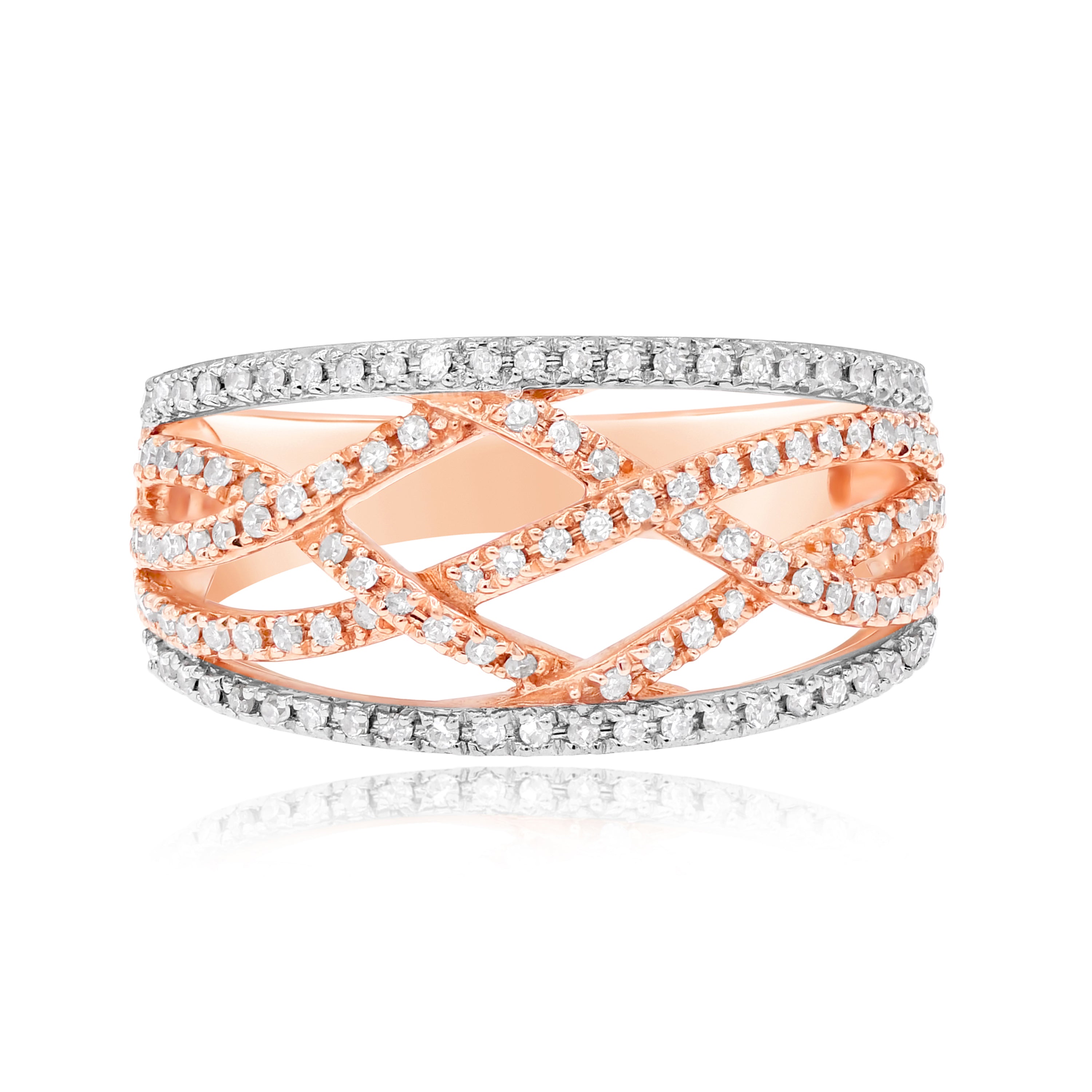 0.51 ct. Diamond 14K Rose Gold Wide Cutout Band