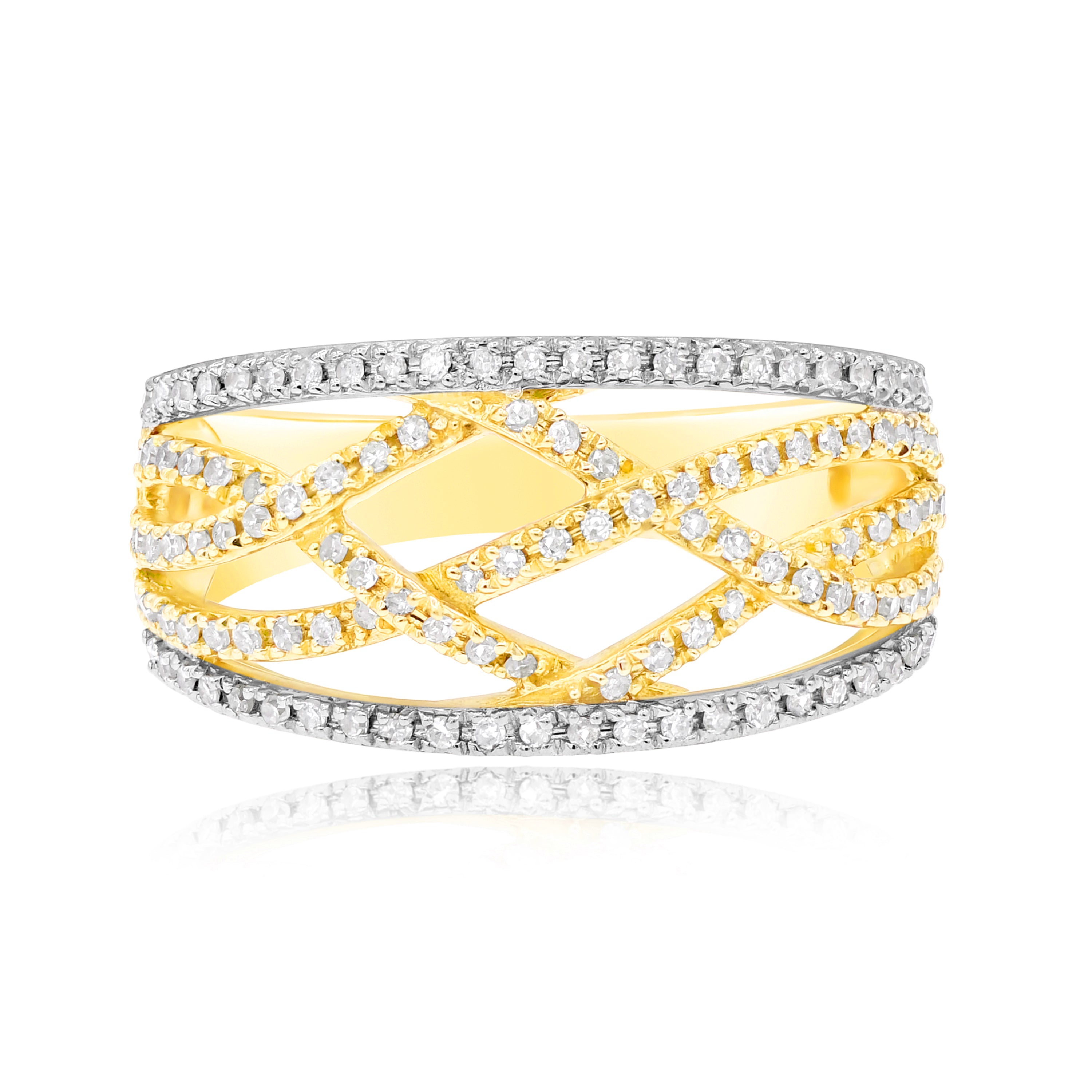 0.51 ct. Diamond 14K Yellow Gold Wide Cutout Band