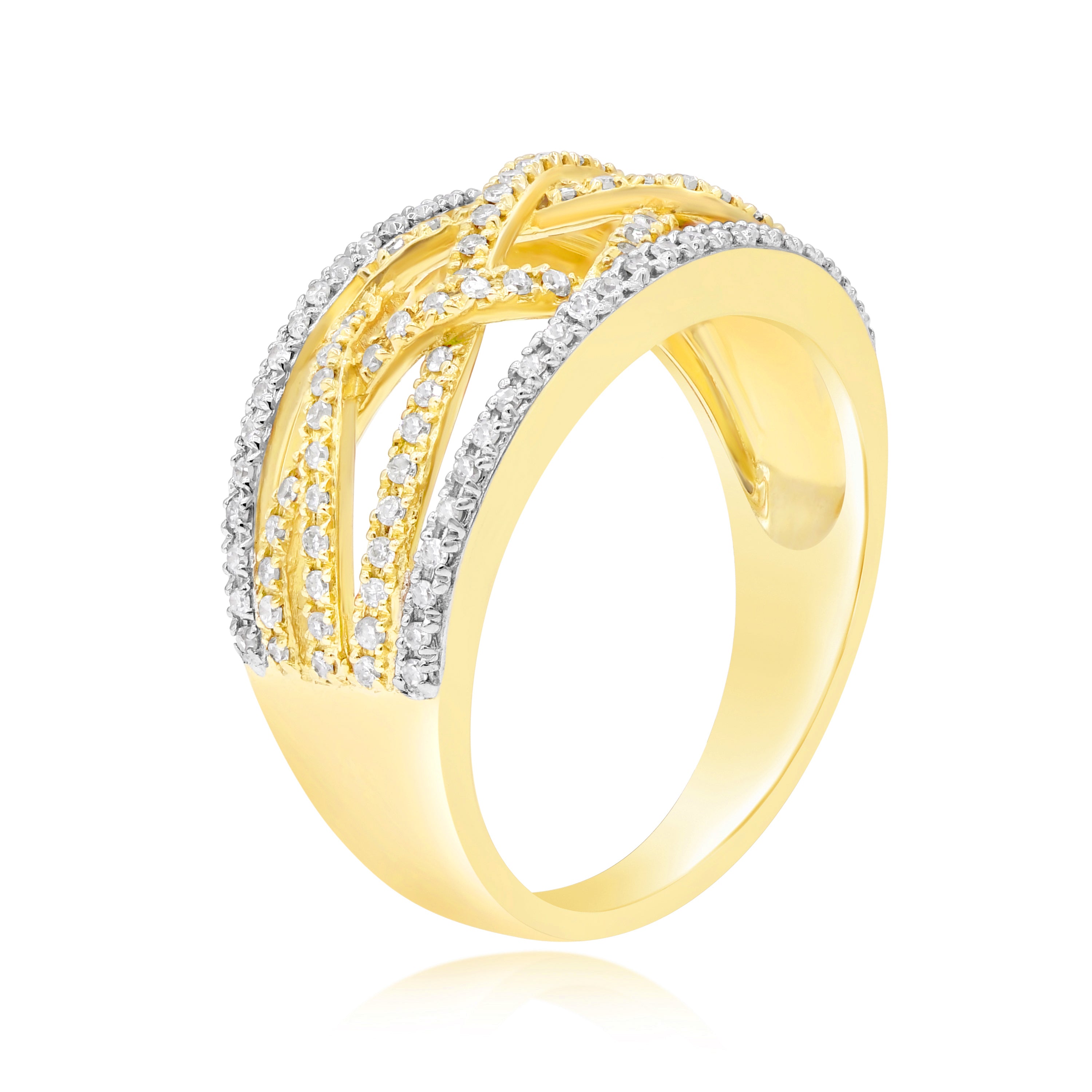 0.51 ct. Diamond 14K Yellow Gold Wide Cutout Band