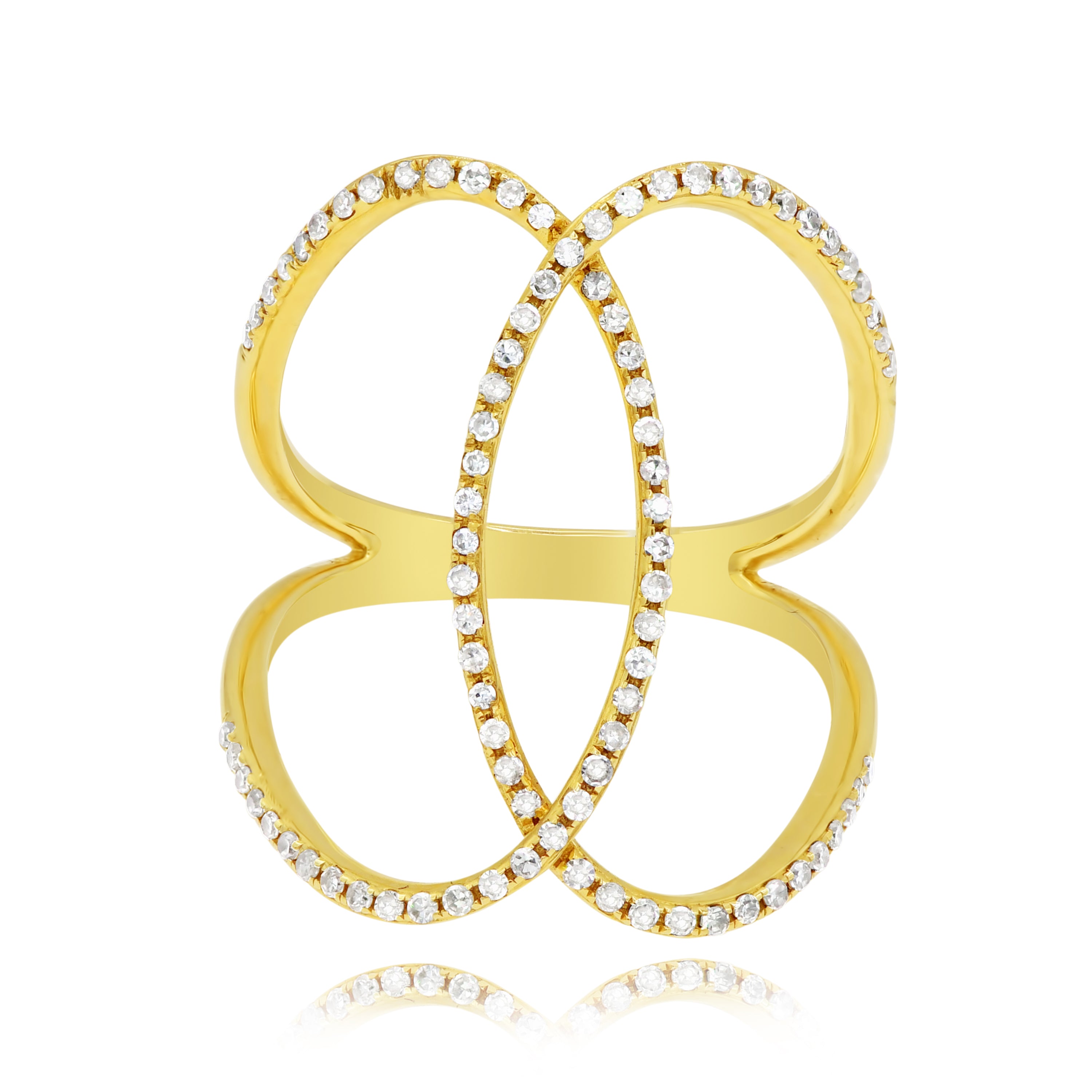 0.35 ct. Diamond 14K Yellow Gold Looped Criss Cross Ring