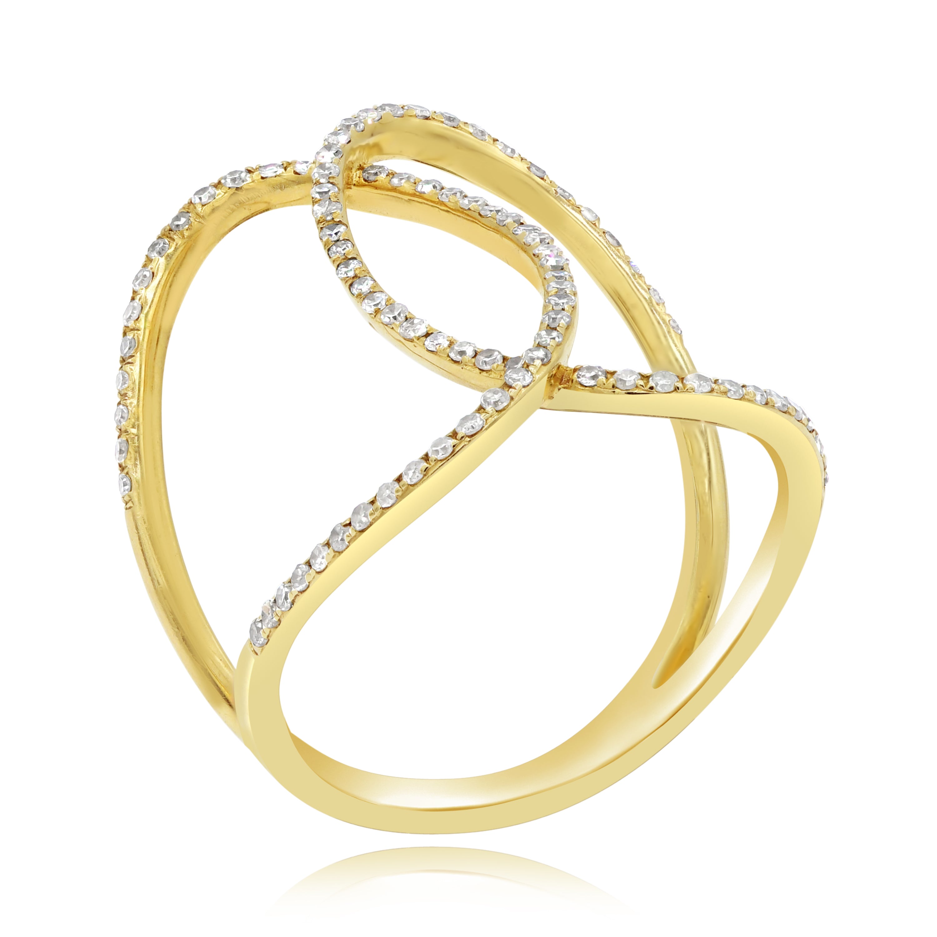 0.35 ct. Diamond 14K Yellow Gold Looped Criss Cross Ring