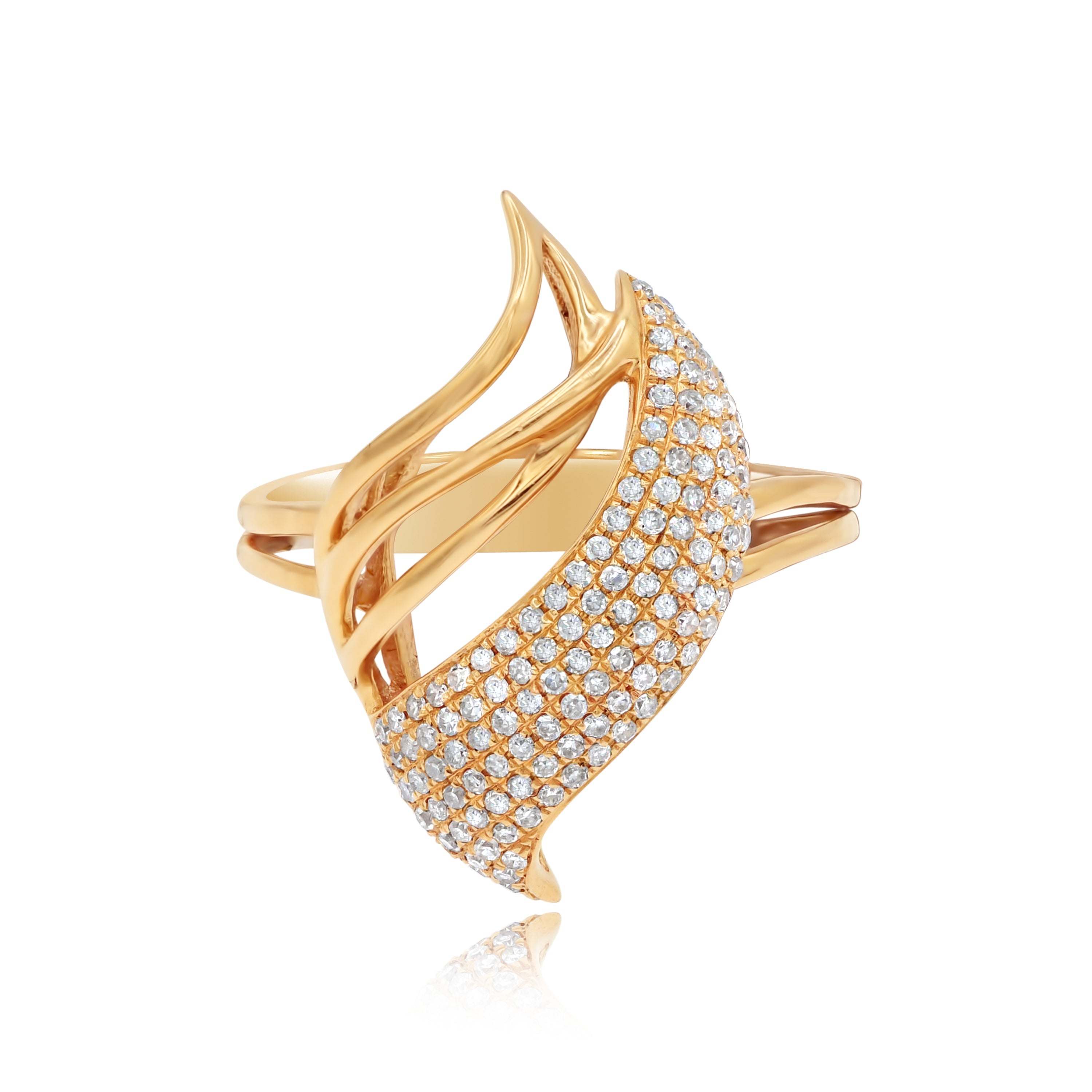 0.5 ct. Diamond 14K Rose Gold Intertwined Leafs Split Shank Ring