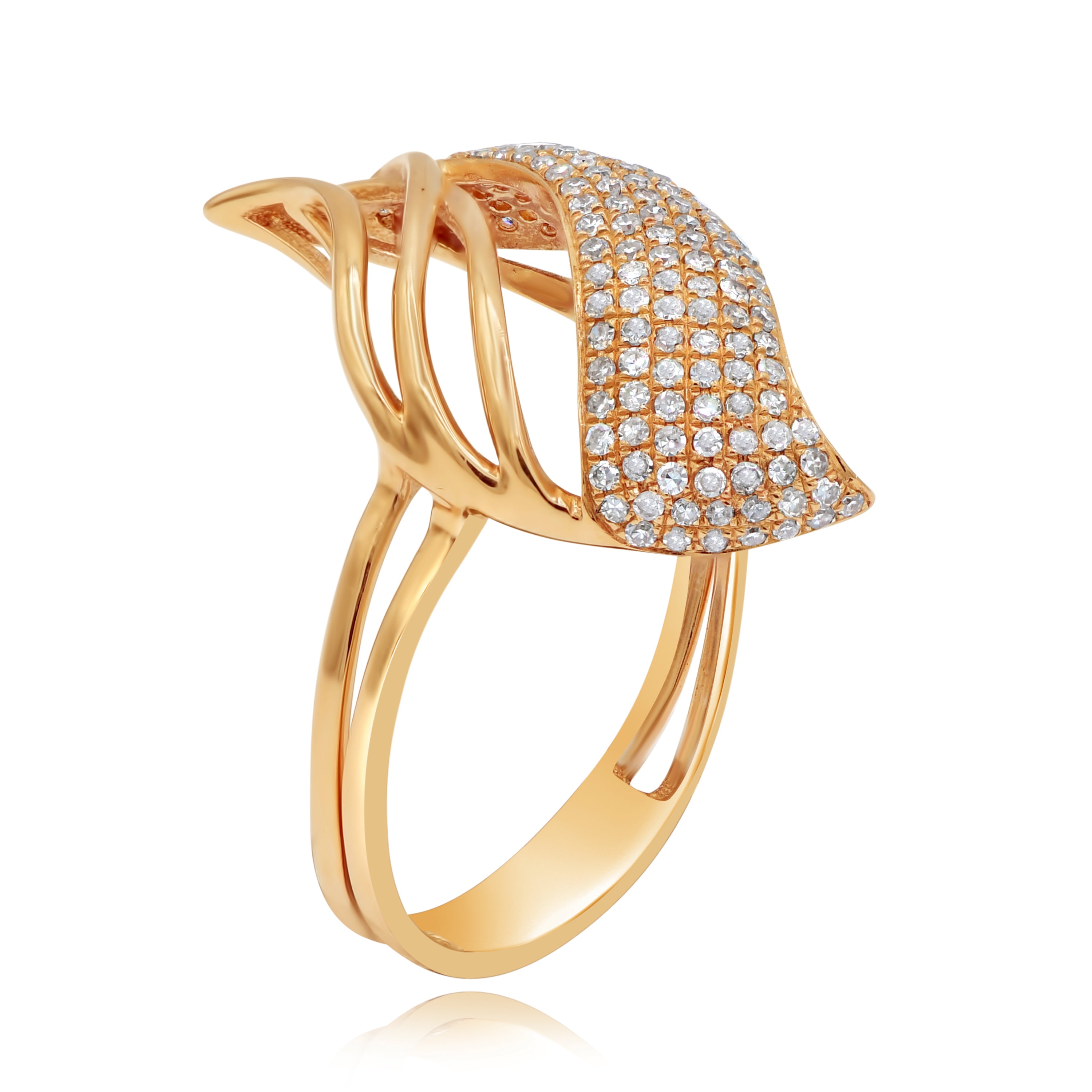 0.5 ct. Diamond 14K Rose Gold Intertwined Leafs Split Shank Ring