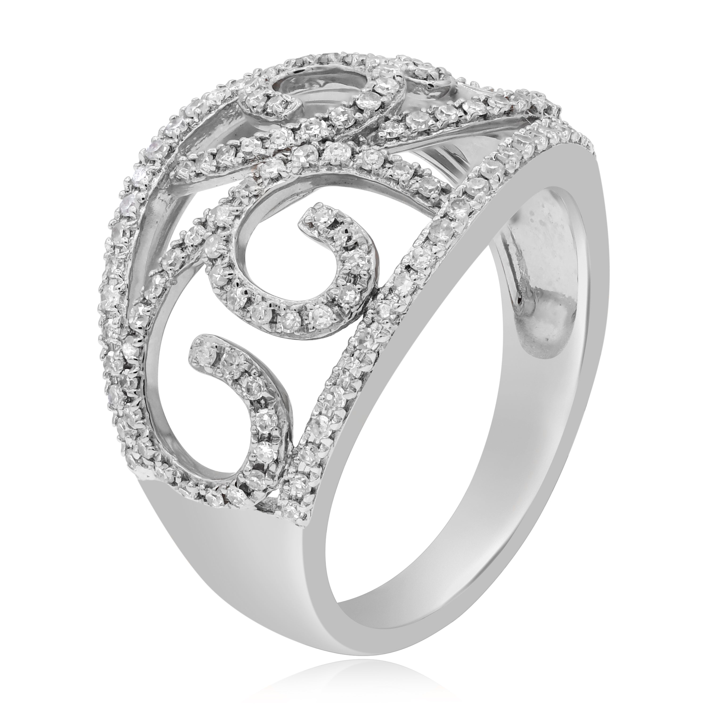 0.47 ct. Diamond 14K White Gold Pave Wide Band Cocktail Ring