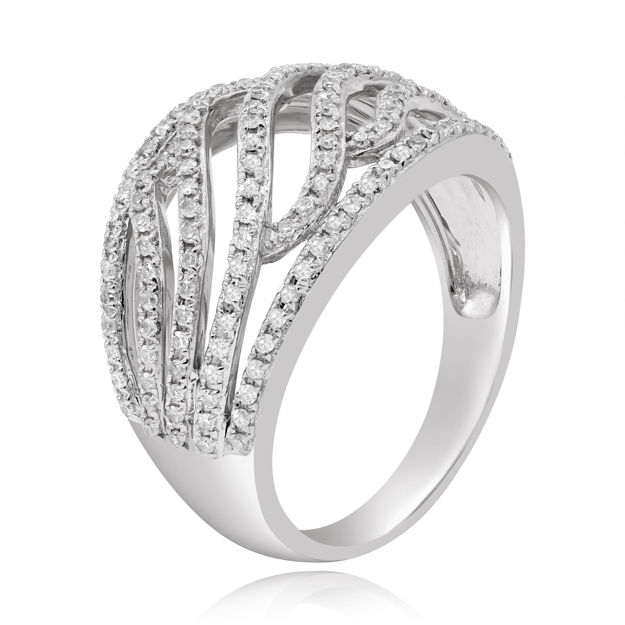 0.6 ct. Diamond 14K White Gold Multi-Row Crossover Ring