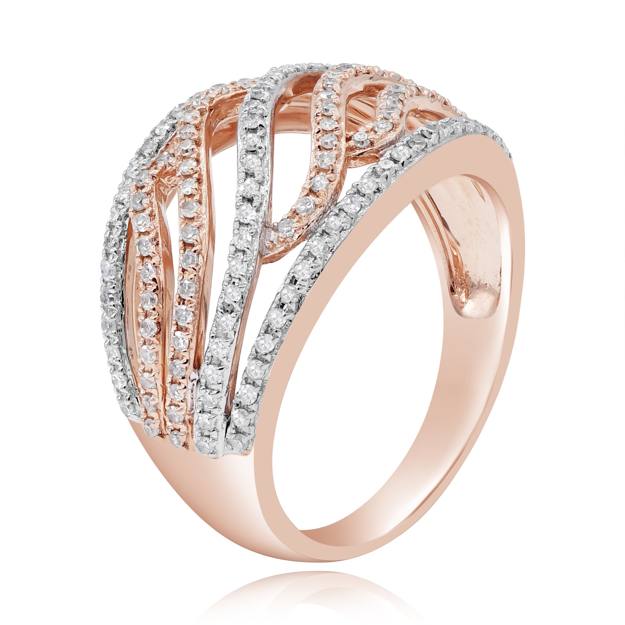 0.53 ct. Diamond 14K Rose Gold Layered Crossover Ring