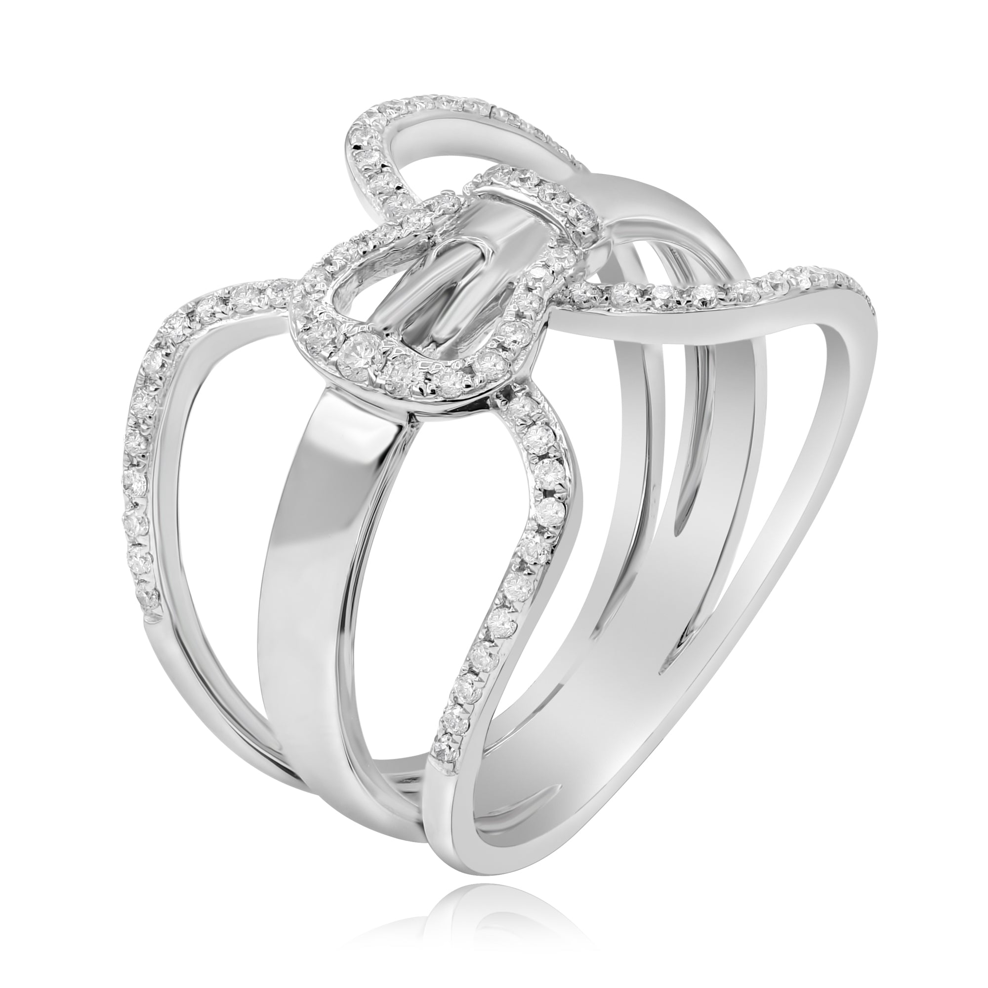 0.27 ct. Diamond 14K White Gold Belt Buckle Pave Wide Ring