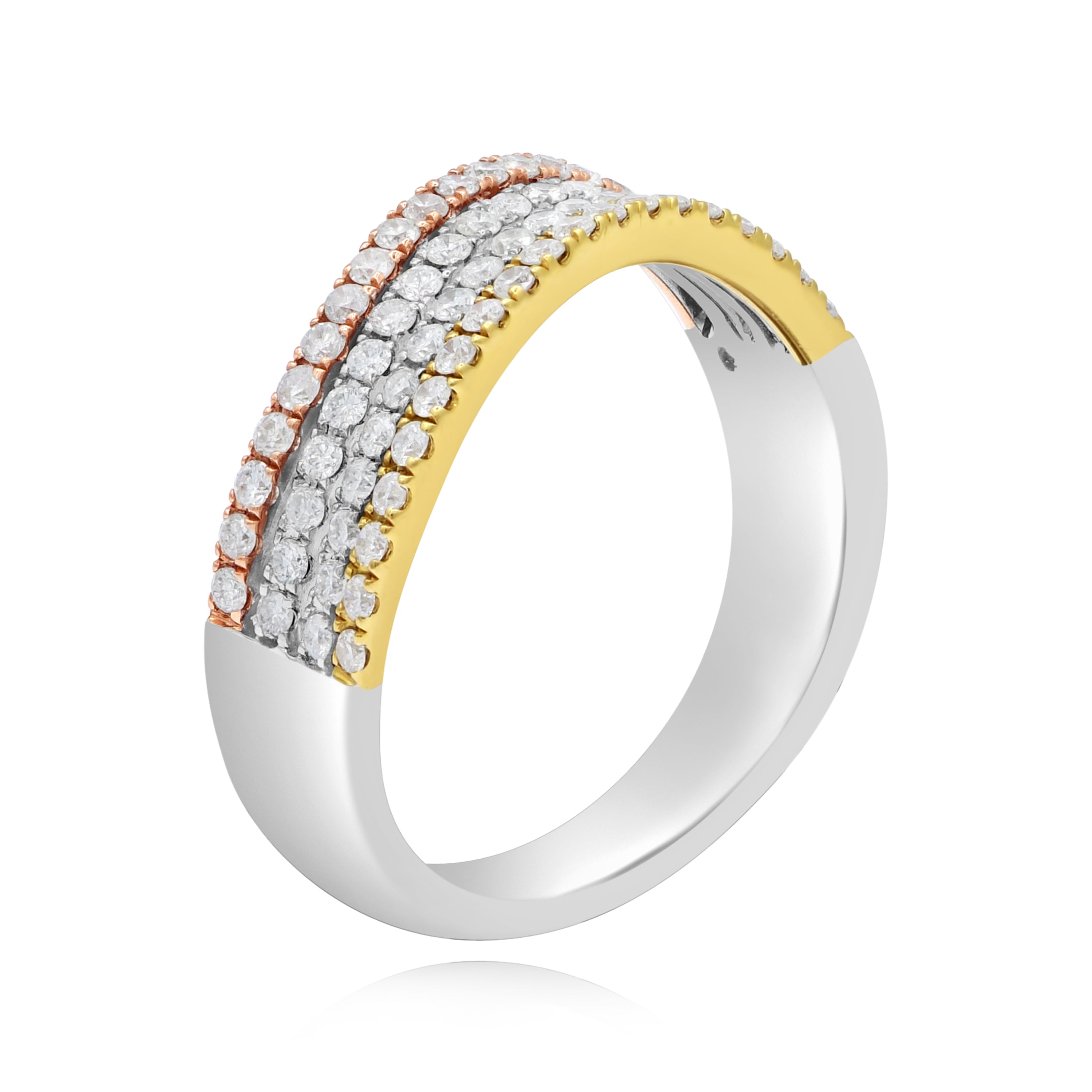 0.61 ct. Diamond 14K Three Tone Gold Multi-Row Half Eternity Band