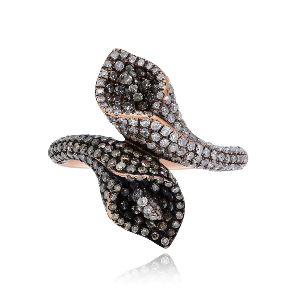 1.9 ct. Brown & White Diamond 14K Rose Gold Bypass Cuff Ring