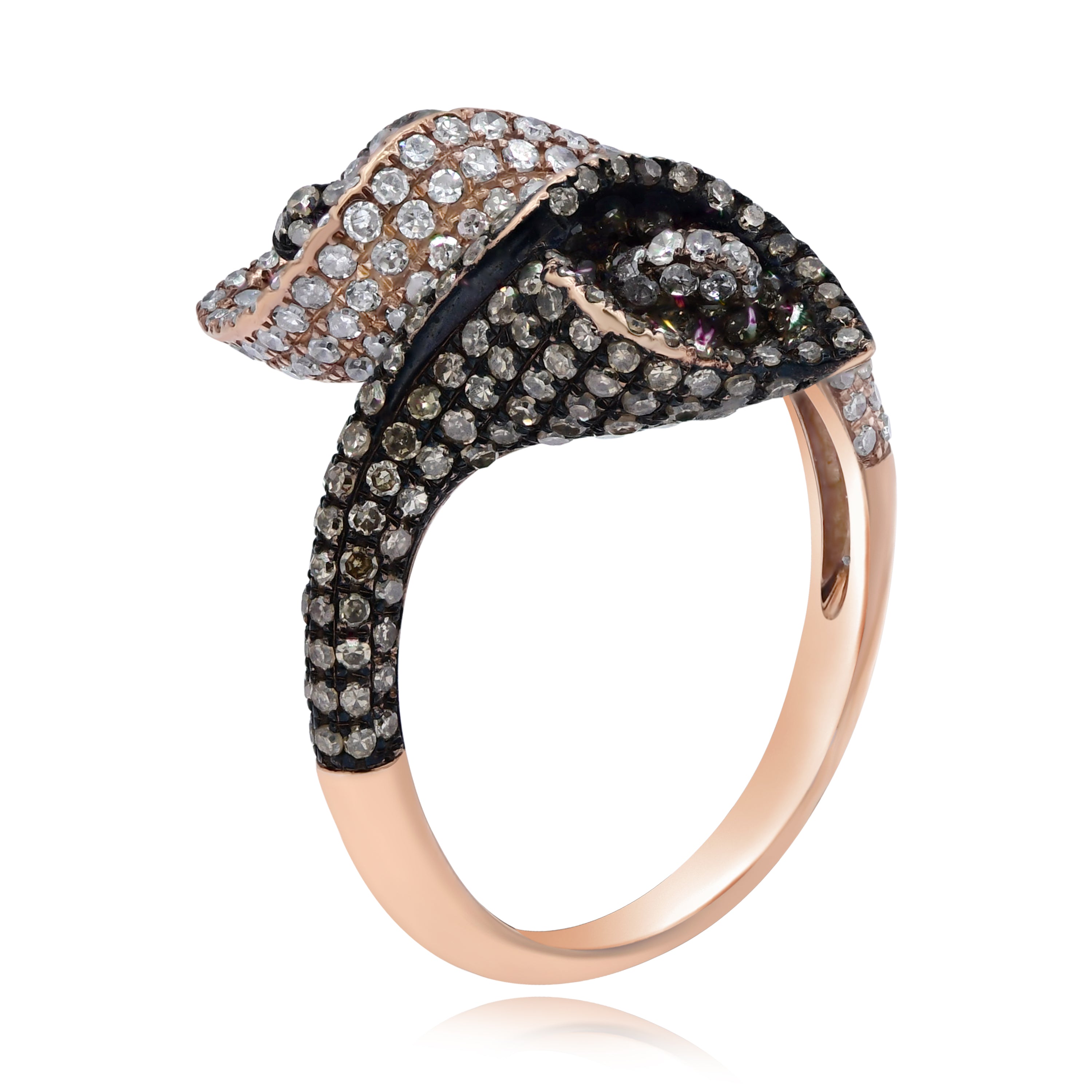 1.9 ct. Brown & White Diamond 14K Rose Gold Bypass Cuff Ring