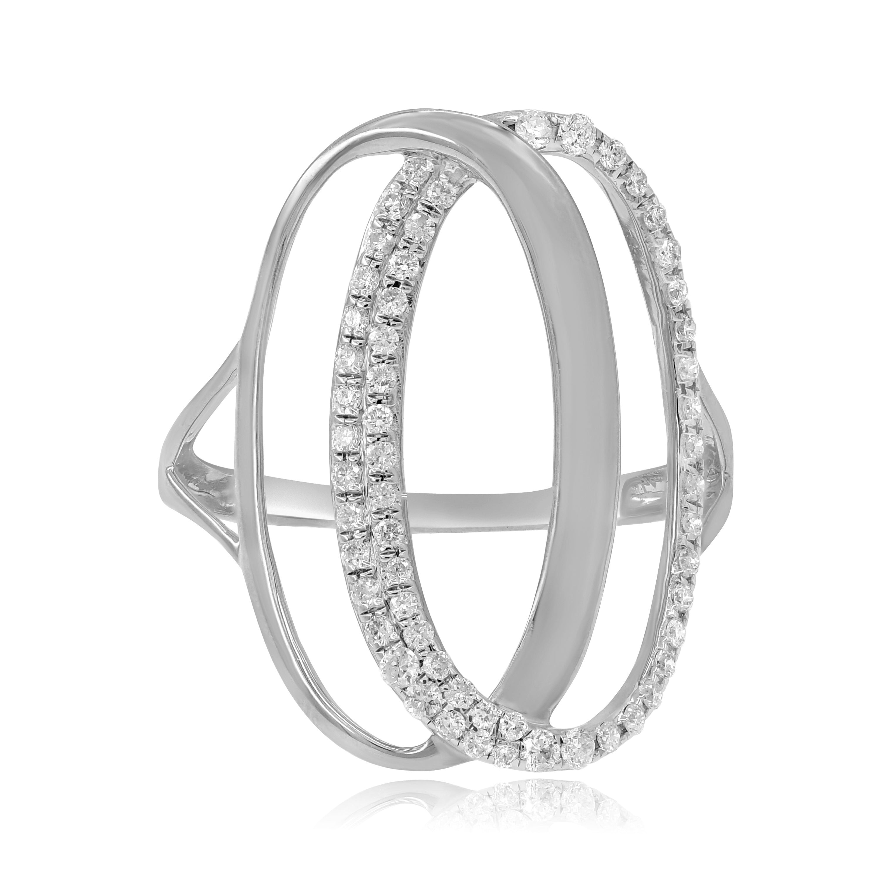 0.33 ct. Diamond 14K White Gold Looped Criss Cross Ring