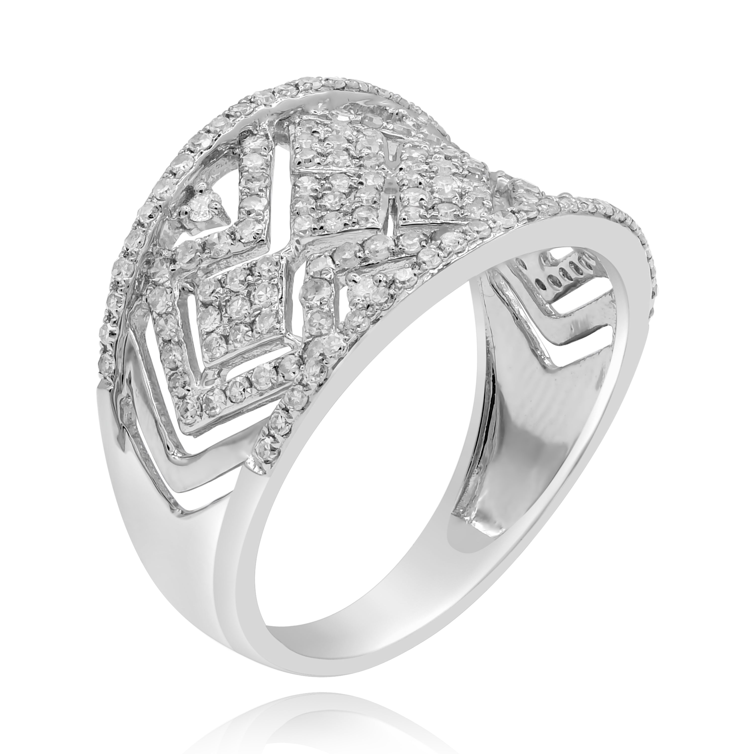0.74 ct. Diamond 14K White Gold Square Geometrical Band