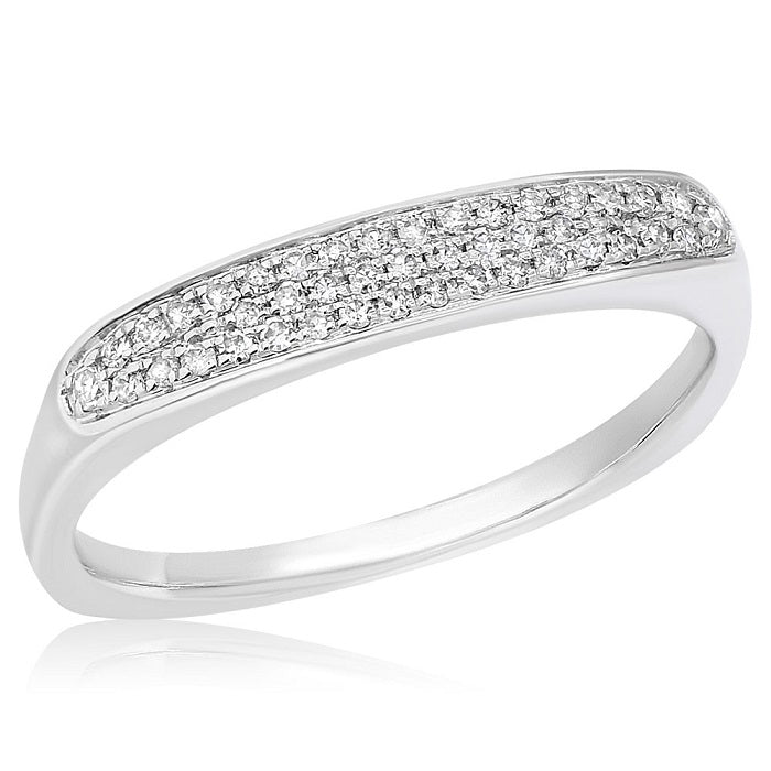 0.17 ct. Diamond 14K White Gold Wide Cluster Bar Ring
