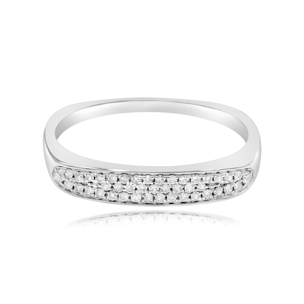 0.17 ct. Diamond 14K White Gold Wide Cluster Bar Ring