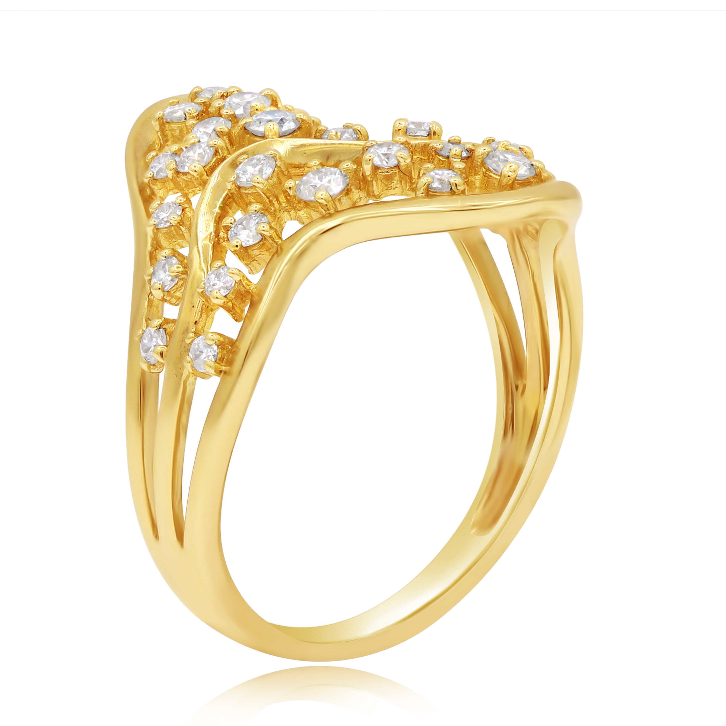 0.5 ct. Diamond 14K Yellow Gold Tidal Wave Ring