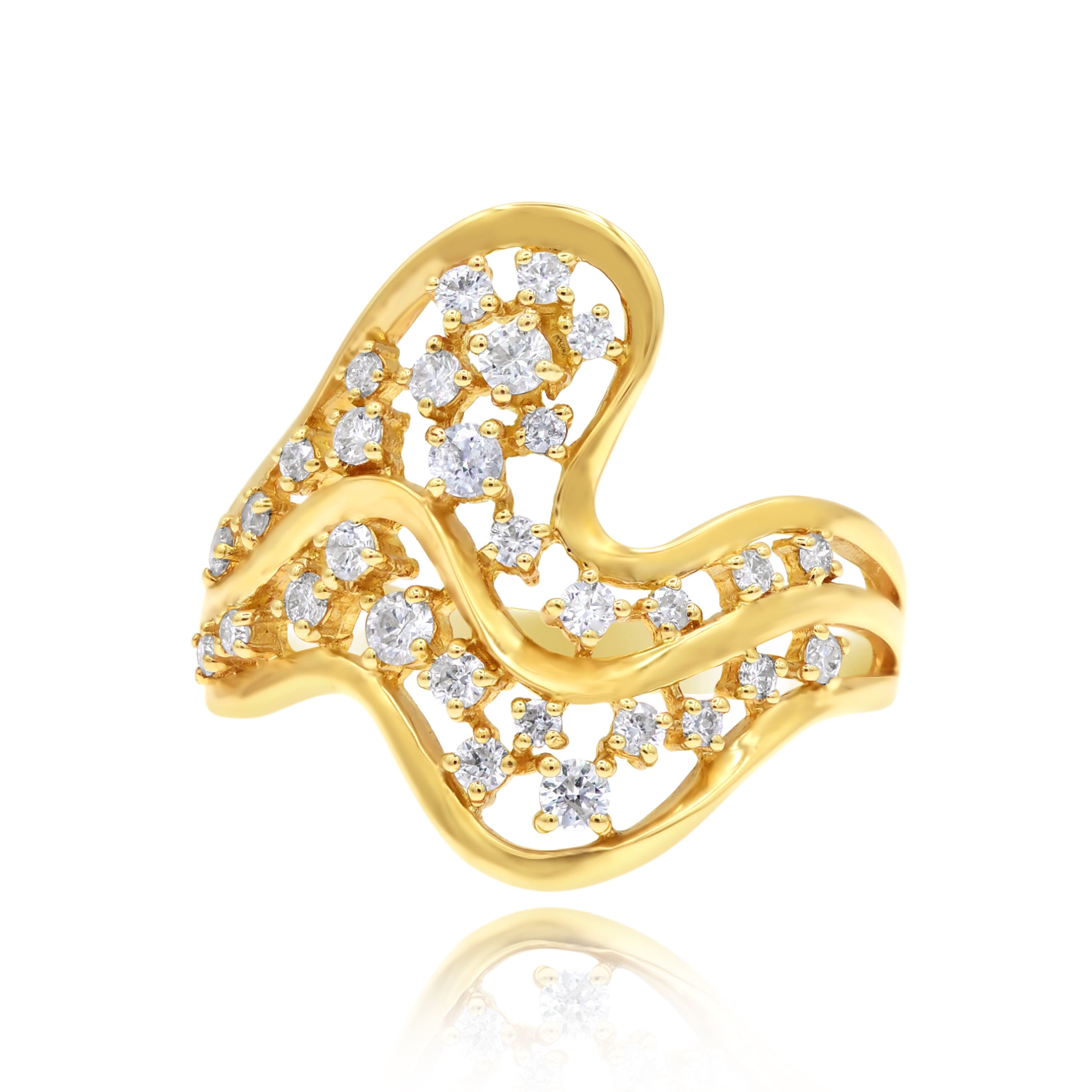 0.5 ct. Diamond 14K Yellow Gold Tidal Wave Ring