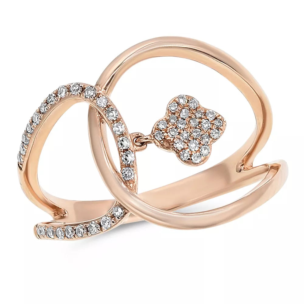 0.16 ct. Diamond 14K Rose Gold Crossover Flower Ring