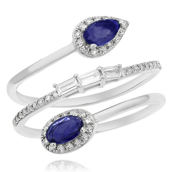 0.45 ct. Sapphire & 0.26 ct. Diamond 14K White Gold Spiral Ring
