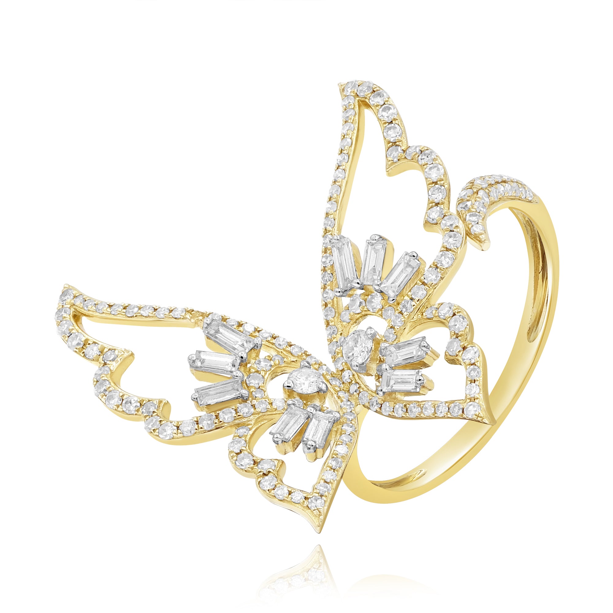 0.82 ct. Diamond 14K Yellow Gold Butterfly Pave Ring