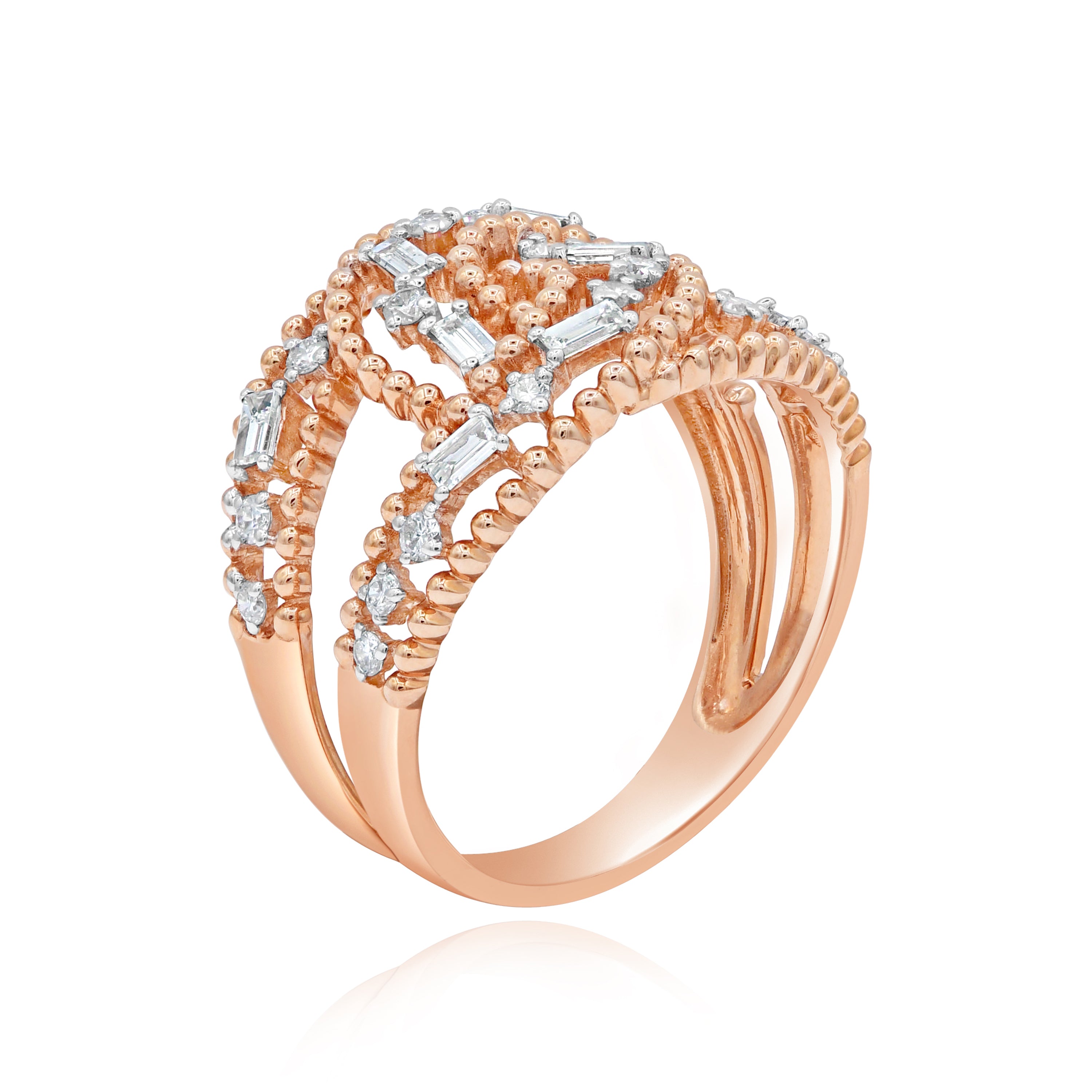 0.47 ct. Diamond 14K Rose Gold Cluster Twist Ring