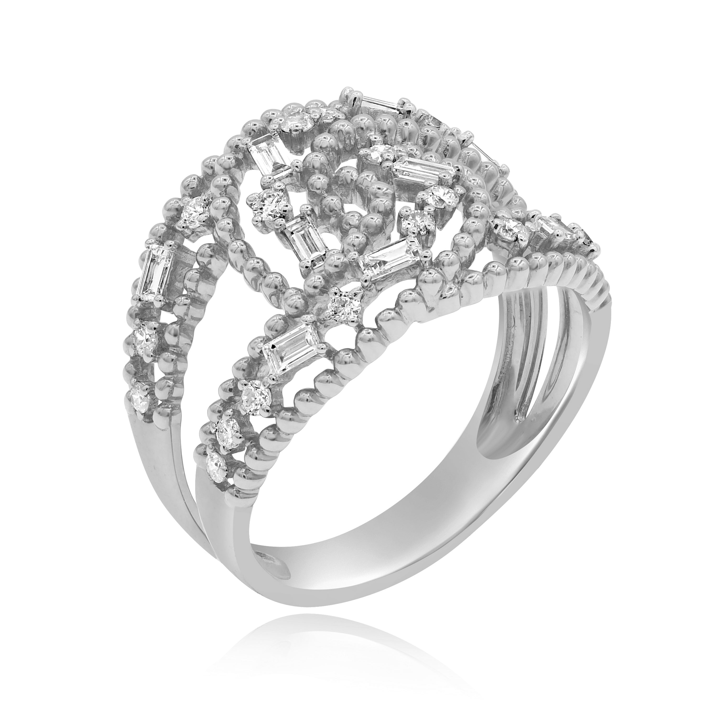 0.46 ct. Diamond 14K White Gold Cluster Twist Ring