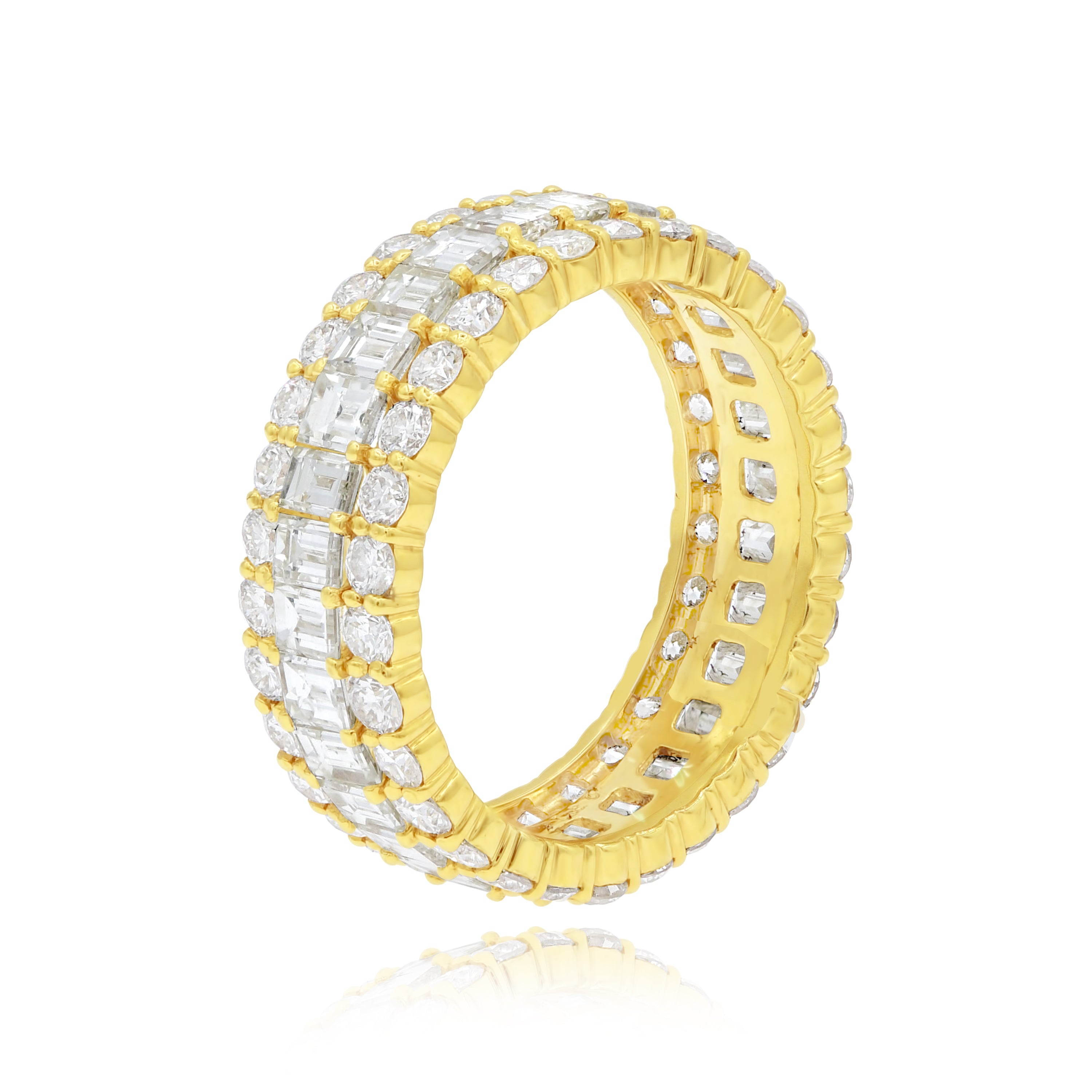 3.69 ct. Diamond 18K Yellow Gold Triple Rows Eternity Band