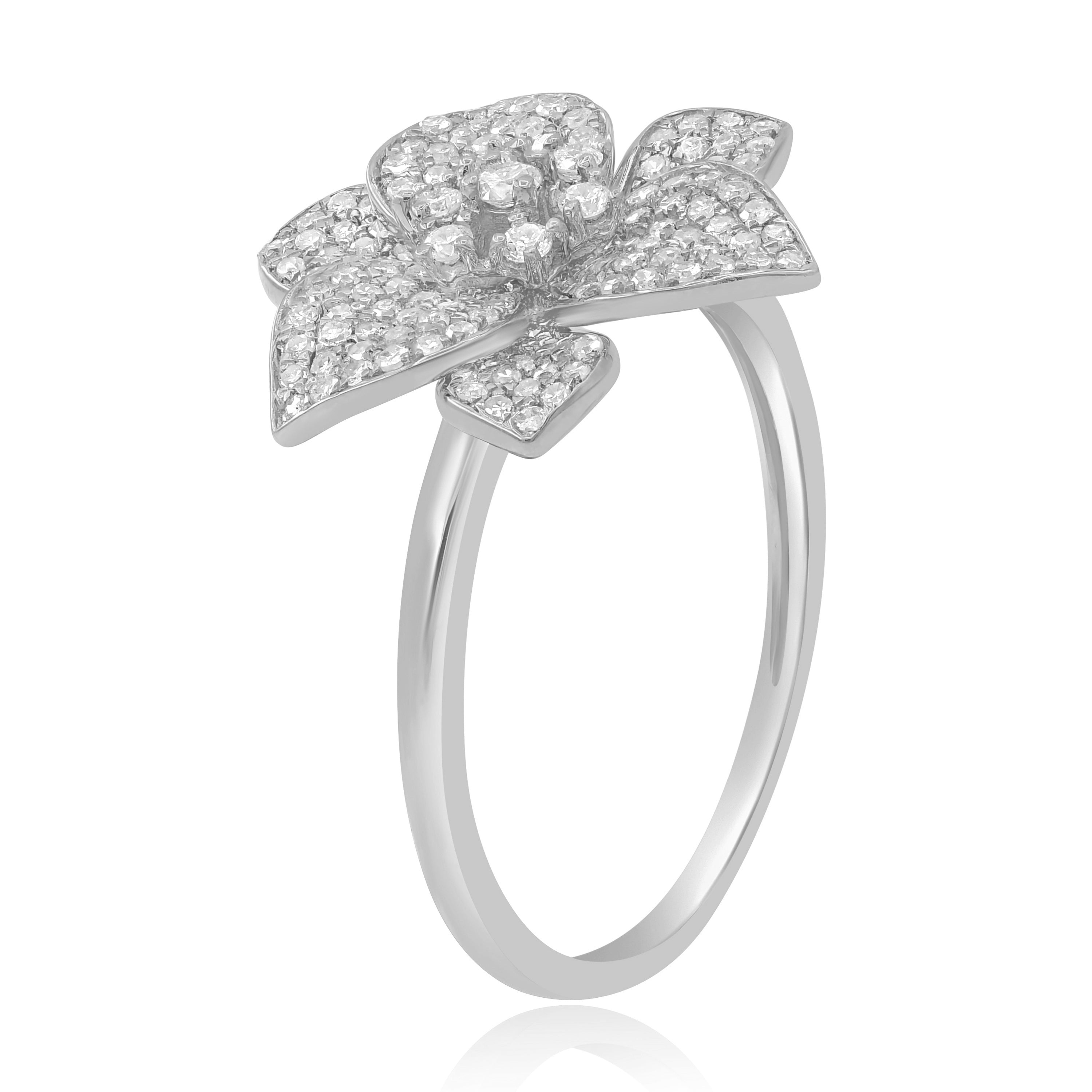 0.47 ct. Diamond 14K White Gold 3D Flower Ring