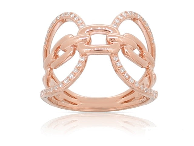 0.19 ct. Diamond 14K Rose Gold 3D Multi Link Wide Ring
