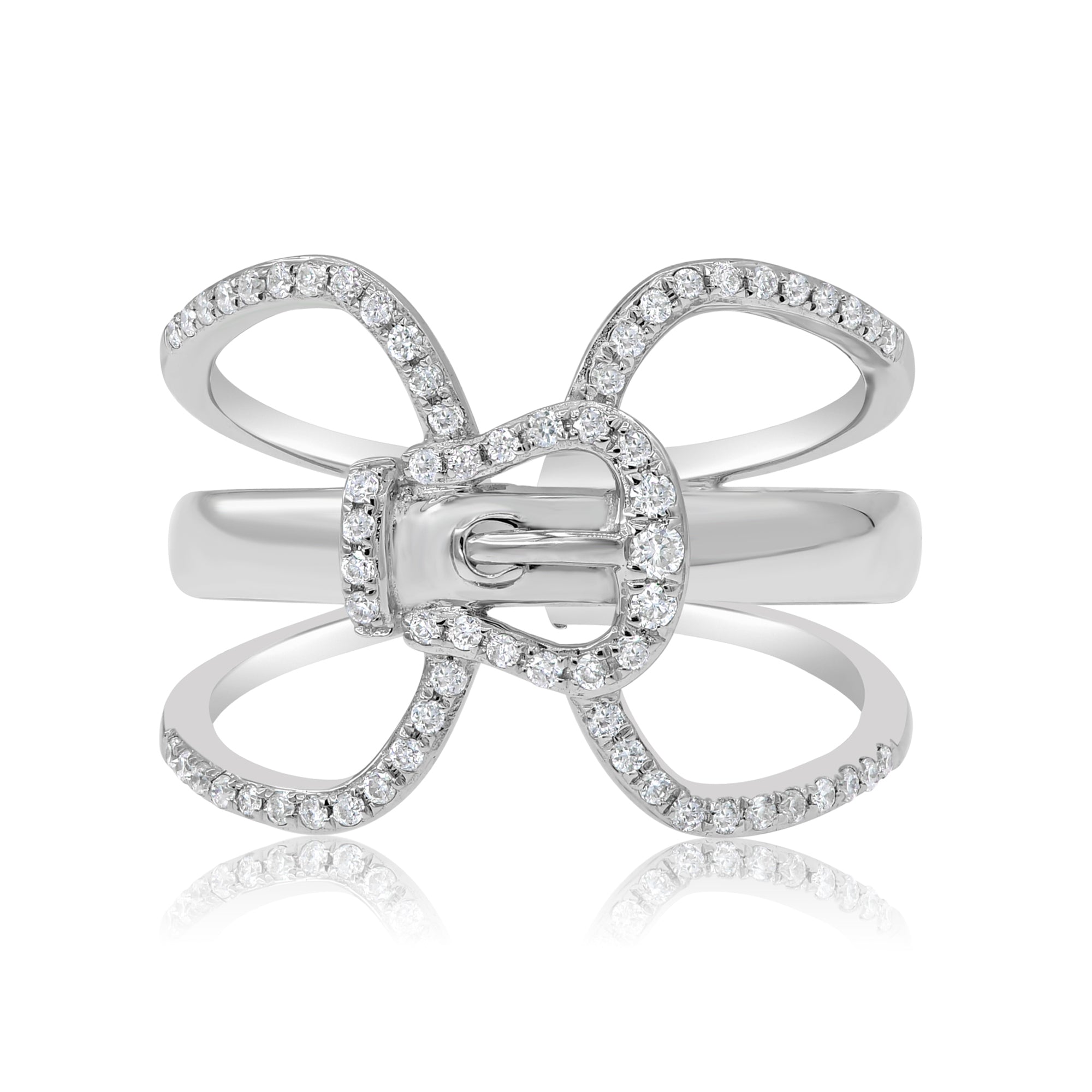 0.27 ct. Diamond 14K White Gold Belt Buckle Pave Wide Ring