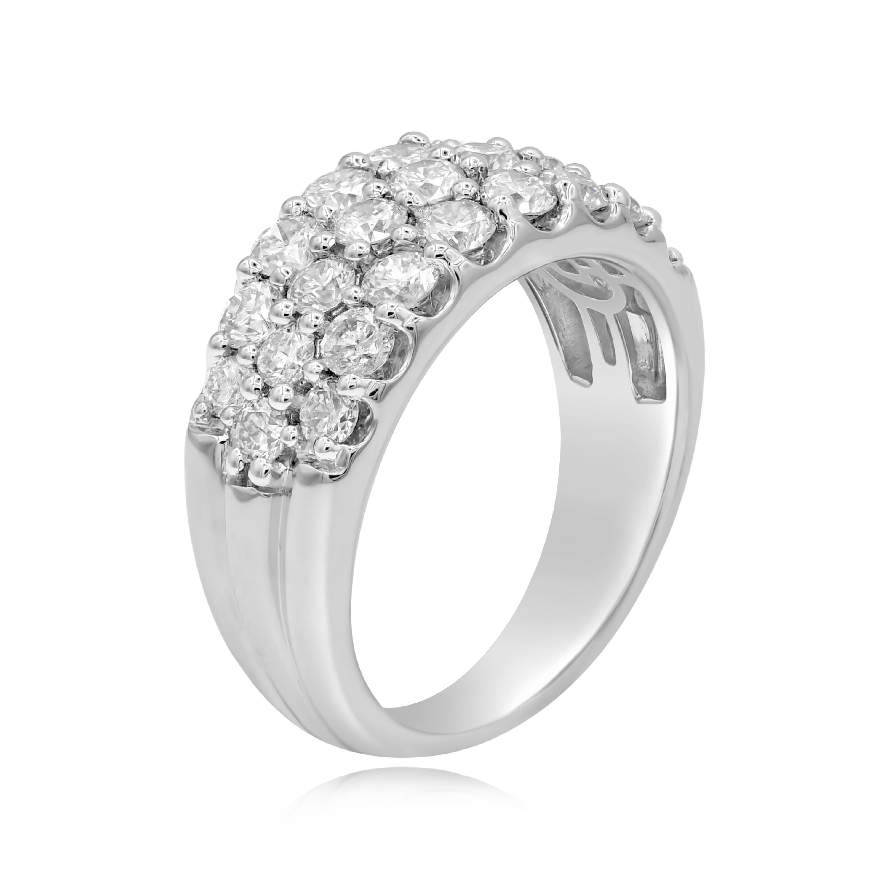 1.88 ct. Diamond 14K White Gold Triple Row Wide Band