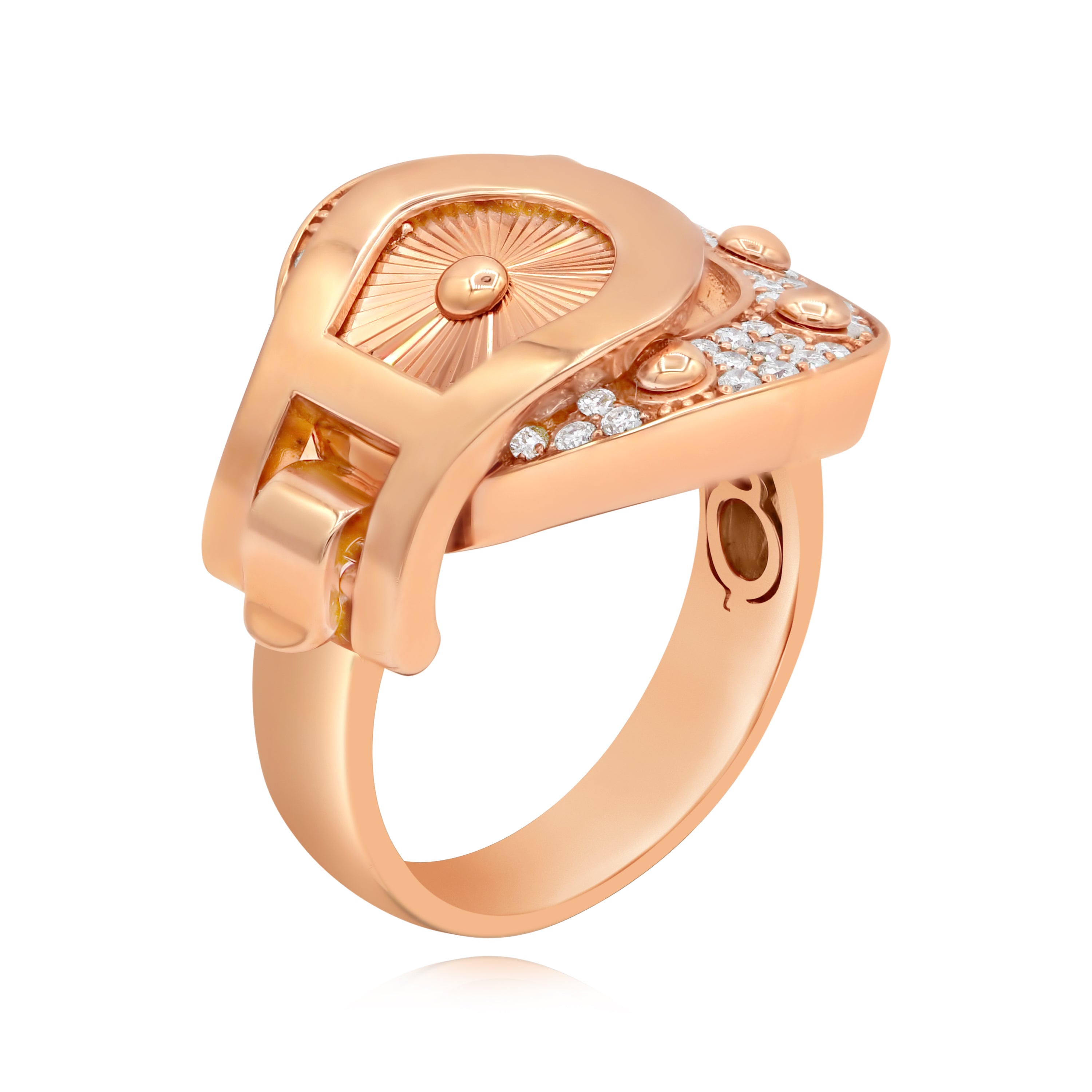 0.49 ct. Diamond 18K Rose Gold Belt Buckle Statement Ring