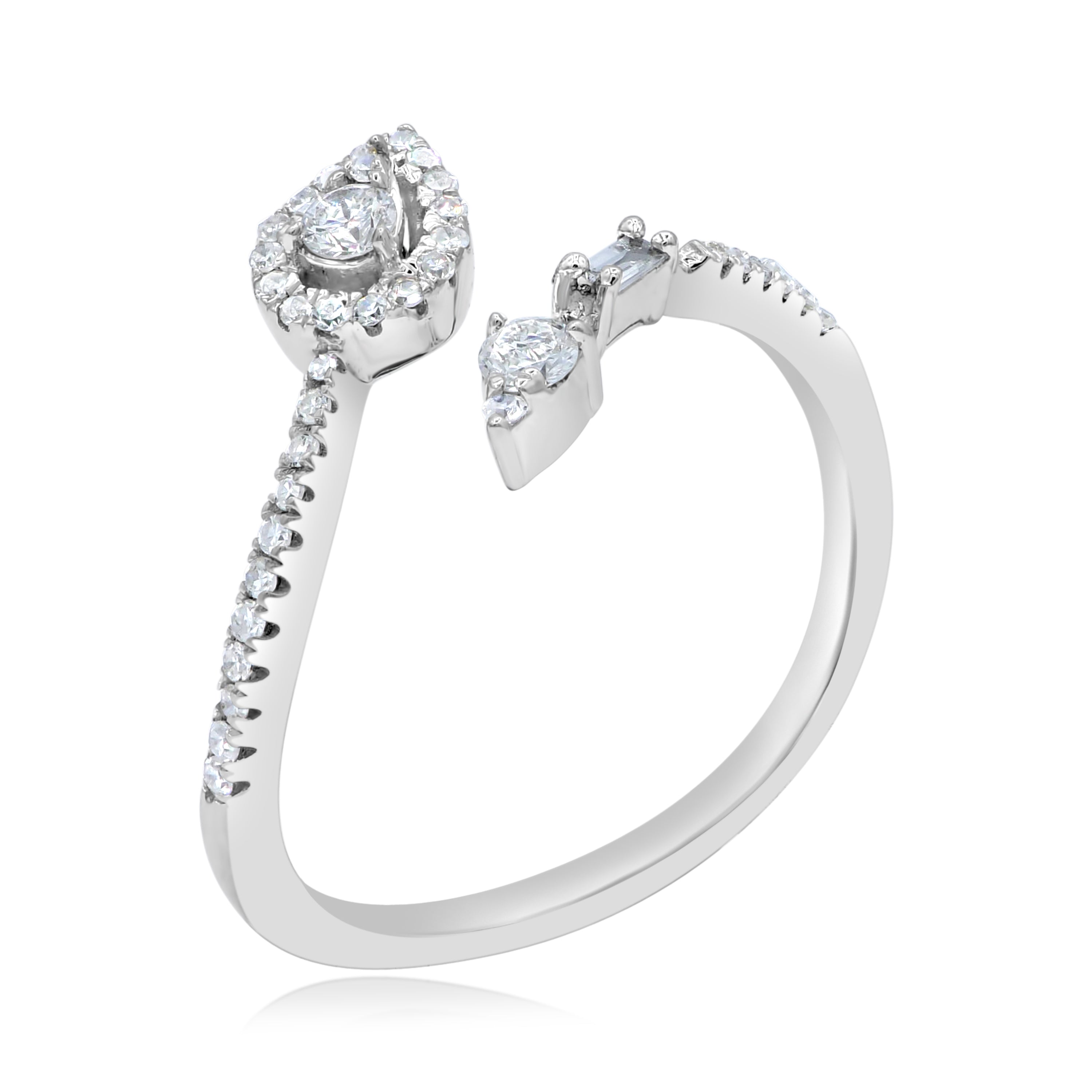 0.27 ct. Diamond 14K White Gold Double Pear Arrow Open Cuff Ring
