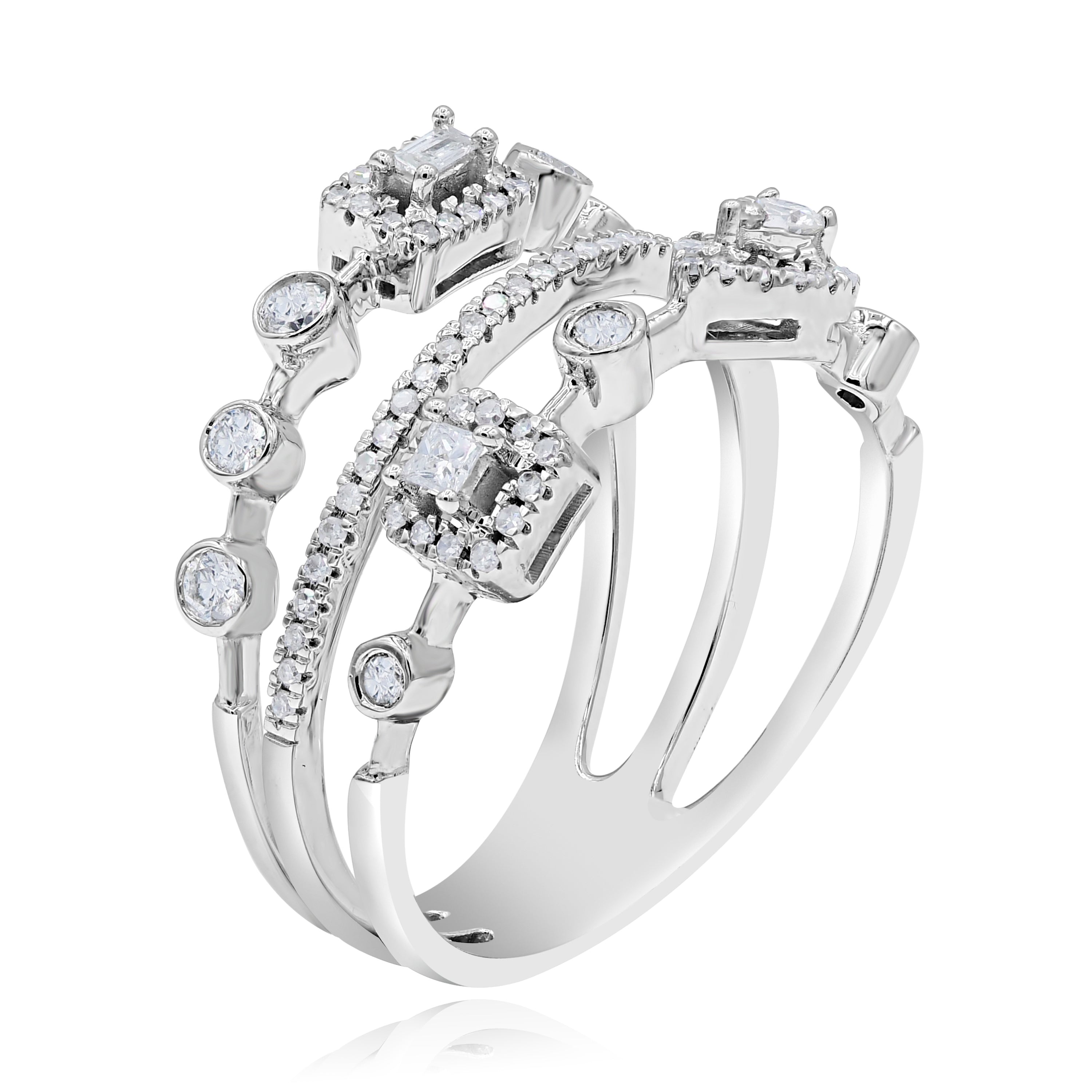0.59 ct. Diamond 14K White Gold Multi Band Ring