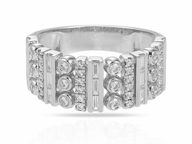 0.72 ct. Diamond 14K White Gold Mixed Setting Cigar Band