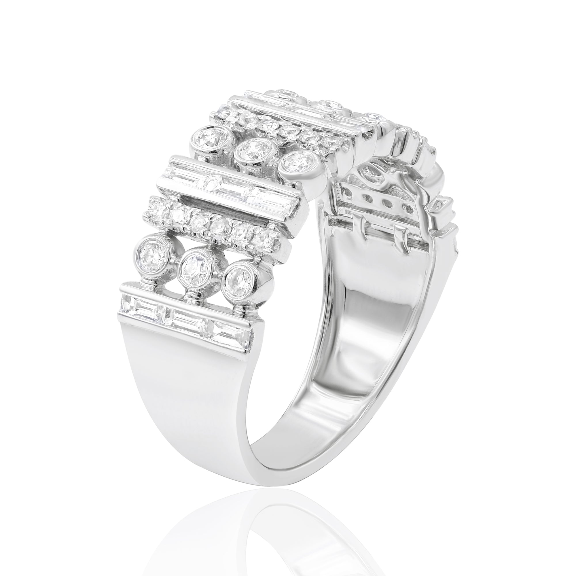 0.72 ct. Diamond 14K White Gold Mixed Setting Cigar Band