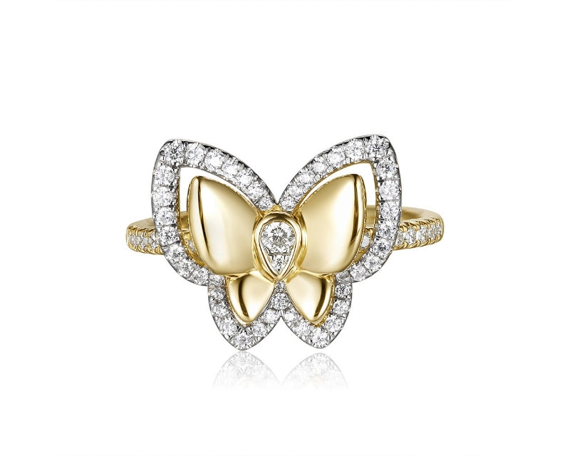 0.4 ct. Diamond 14K Yellow Gold Butterfly Ring