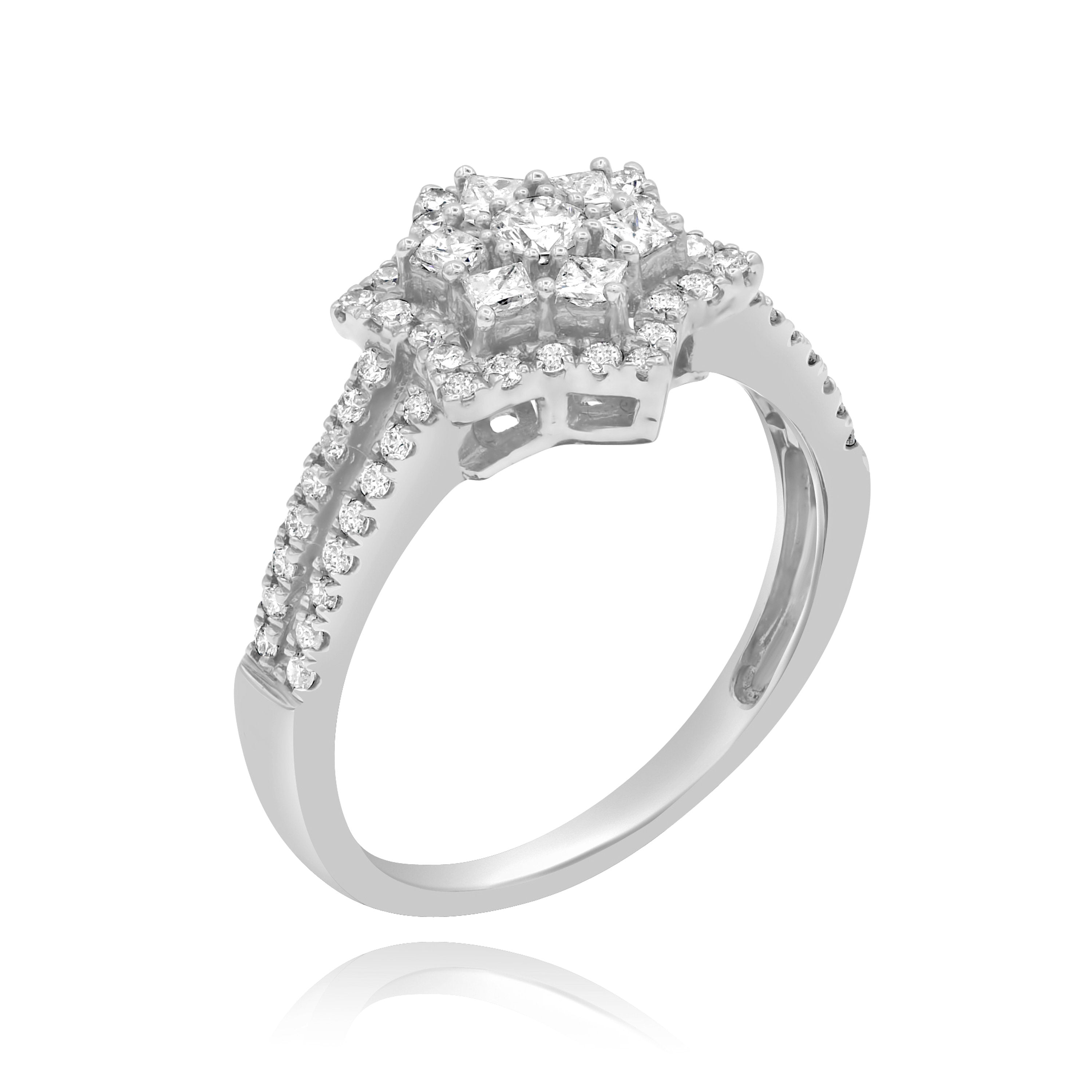 0.7 ct. Diamond 14K White Gold Star Ring
