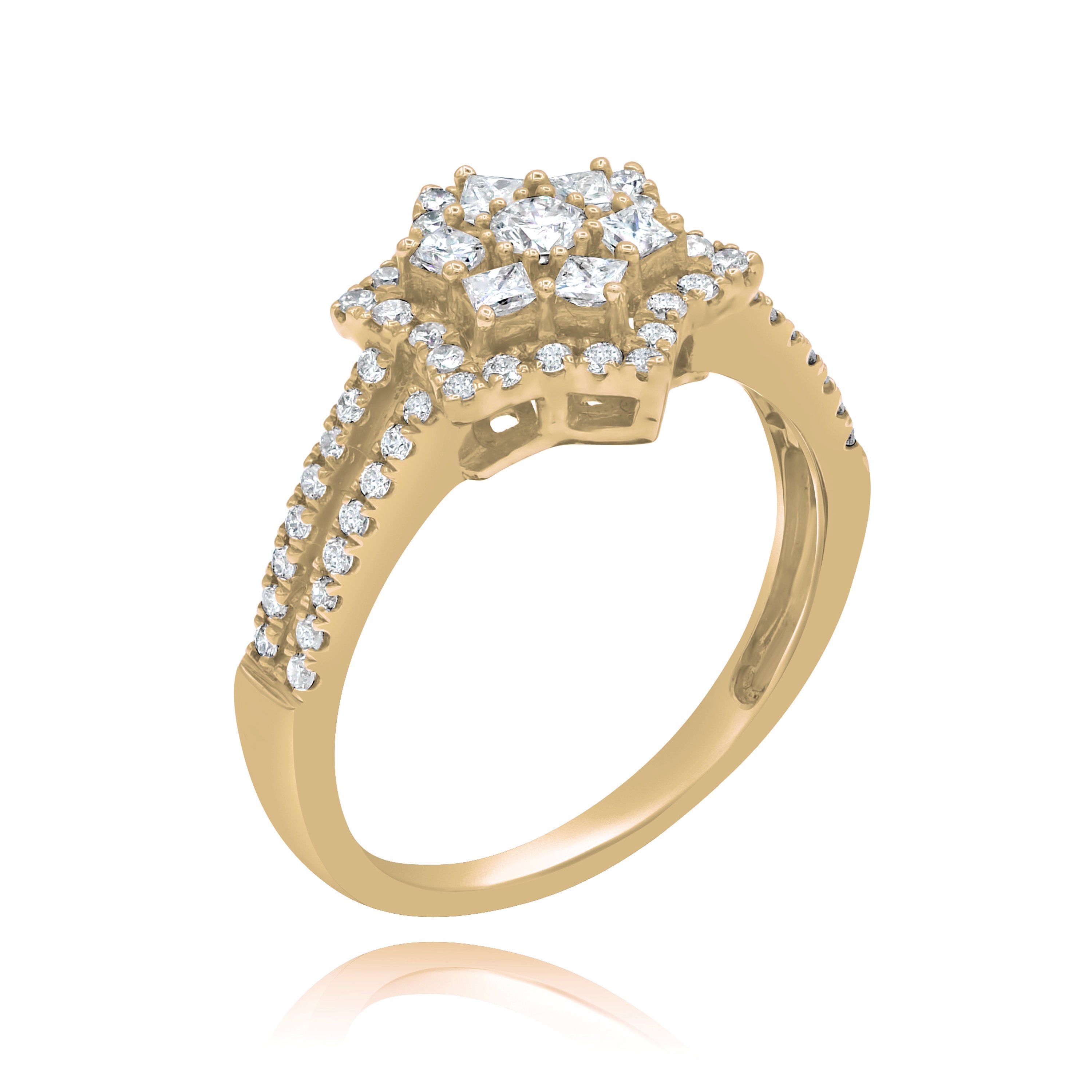 0.7 ct. Diamond 14K Yellow Gold Star Ring
