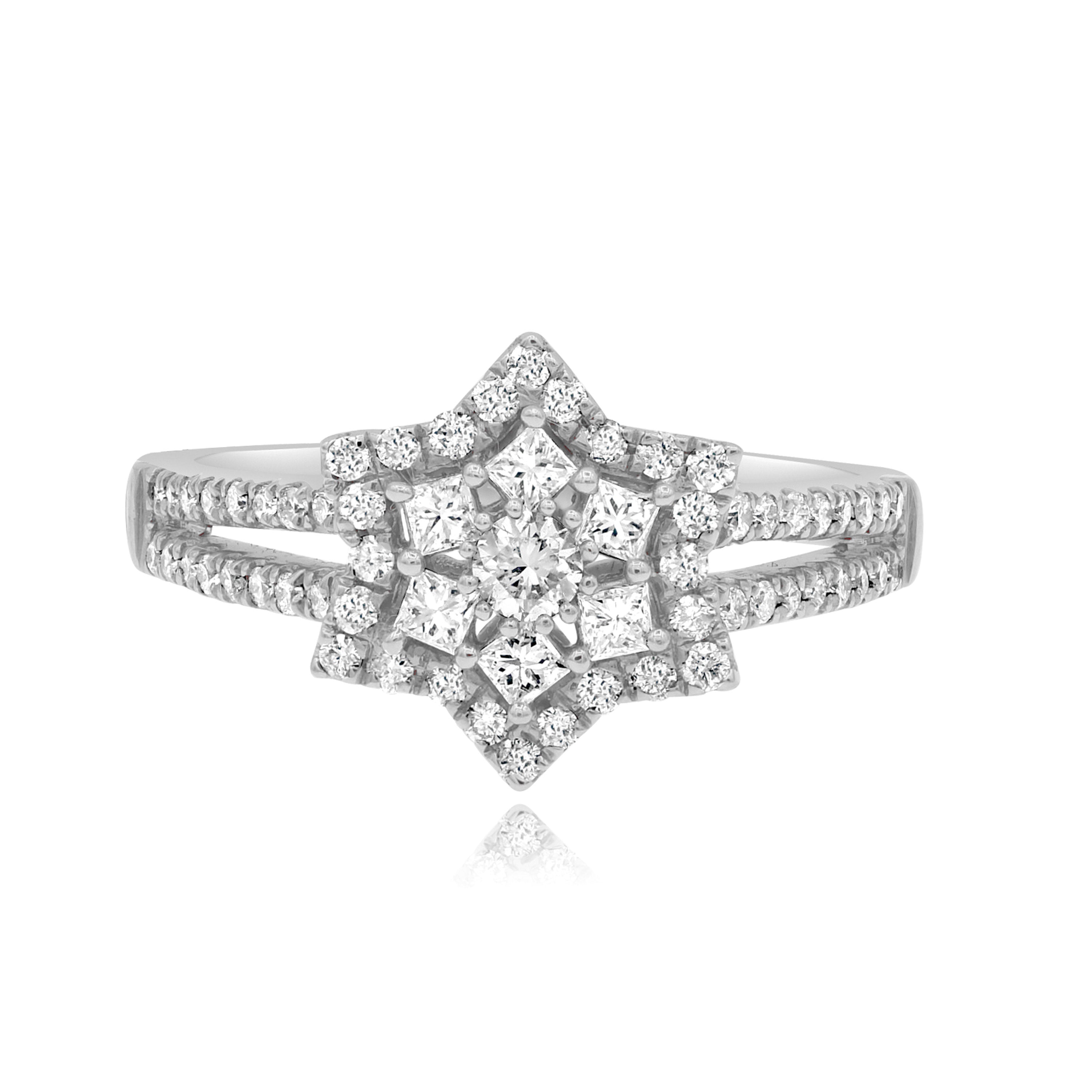 0.7 ct. Diamond 14K White Gold Star Ring