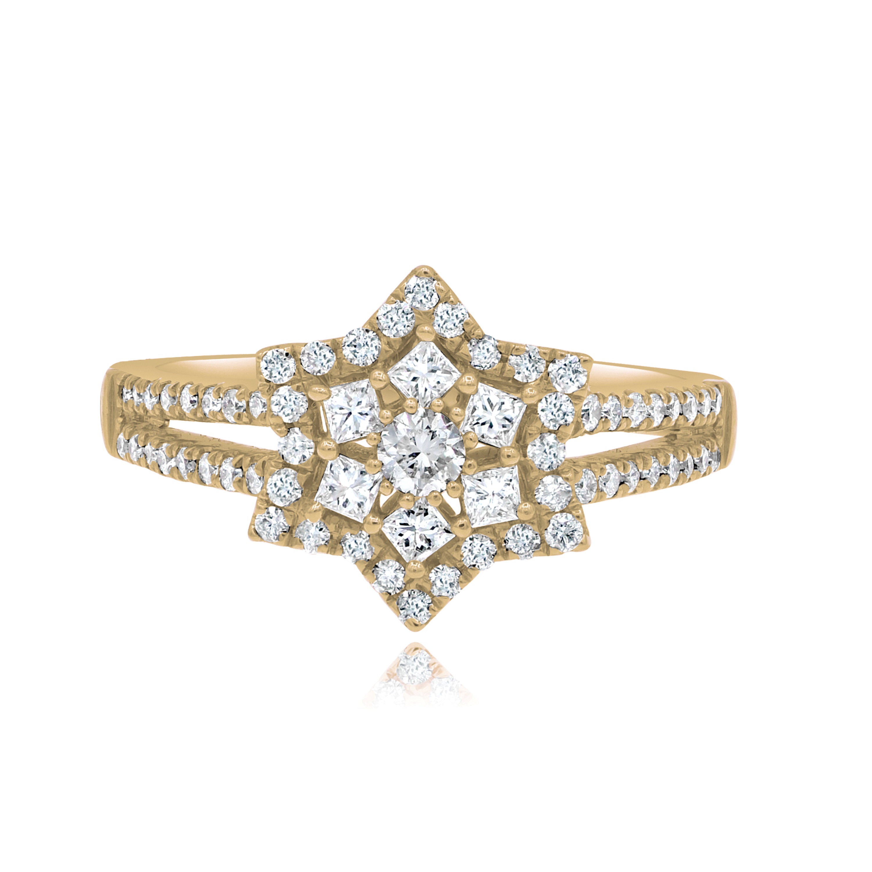 0.7 ct. Diamond 14K Yellow Gold Star Ring