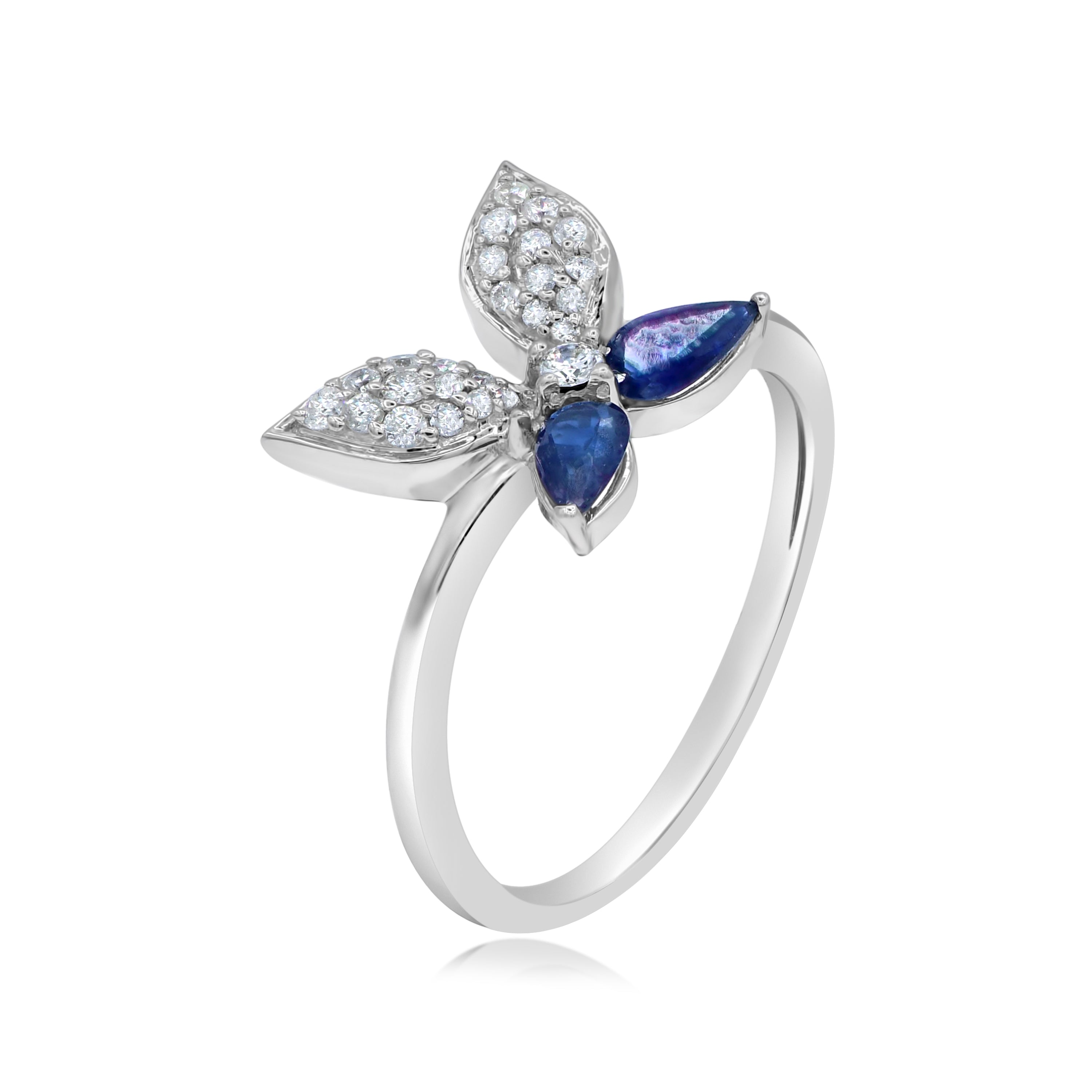0.44 ct. Sapphire & 0.18 ct. Diamond 14K White Gold Butterfly Ring