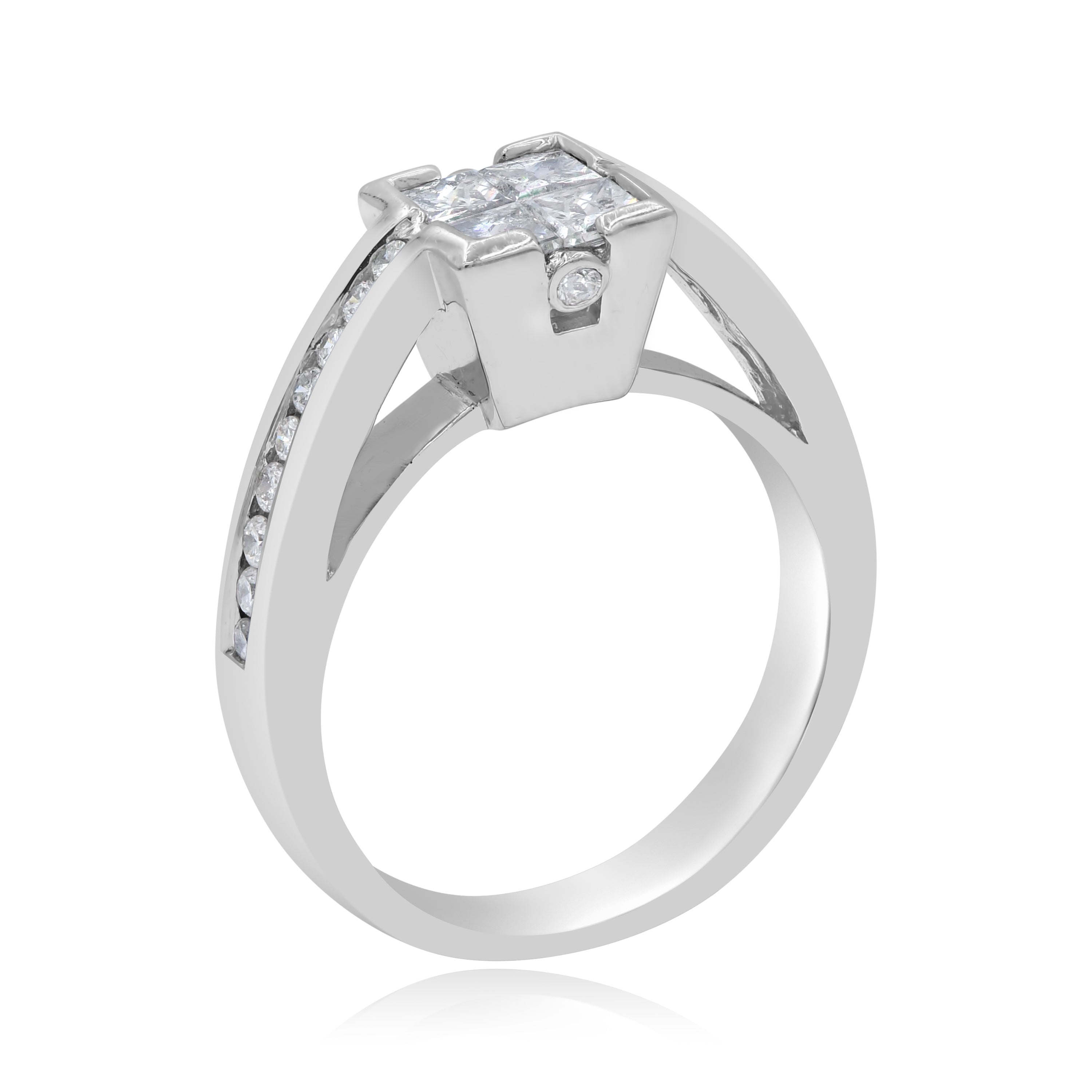 0.98 ct. Diamond 14K White Gold Channel Prong Set Engagement Ring