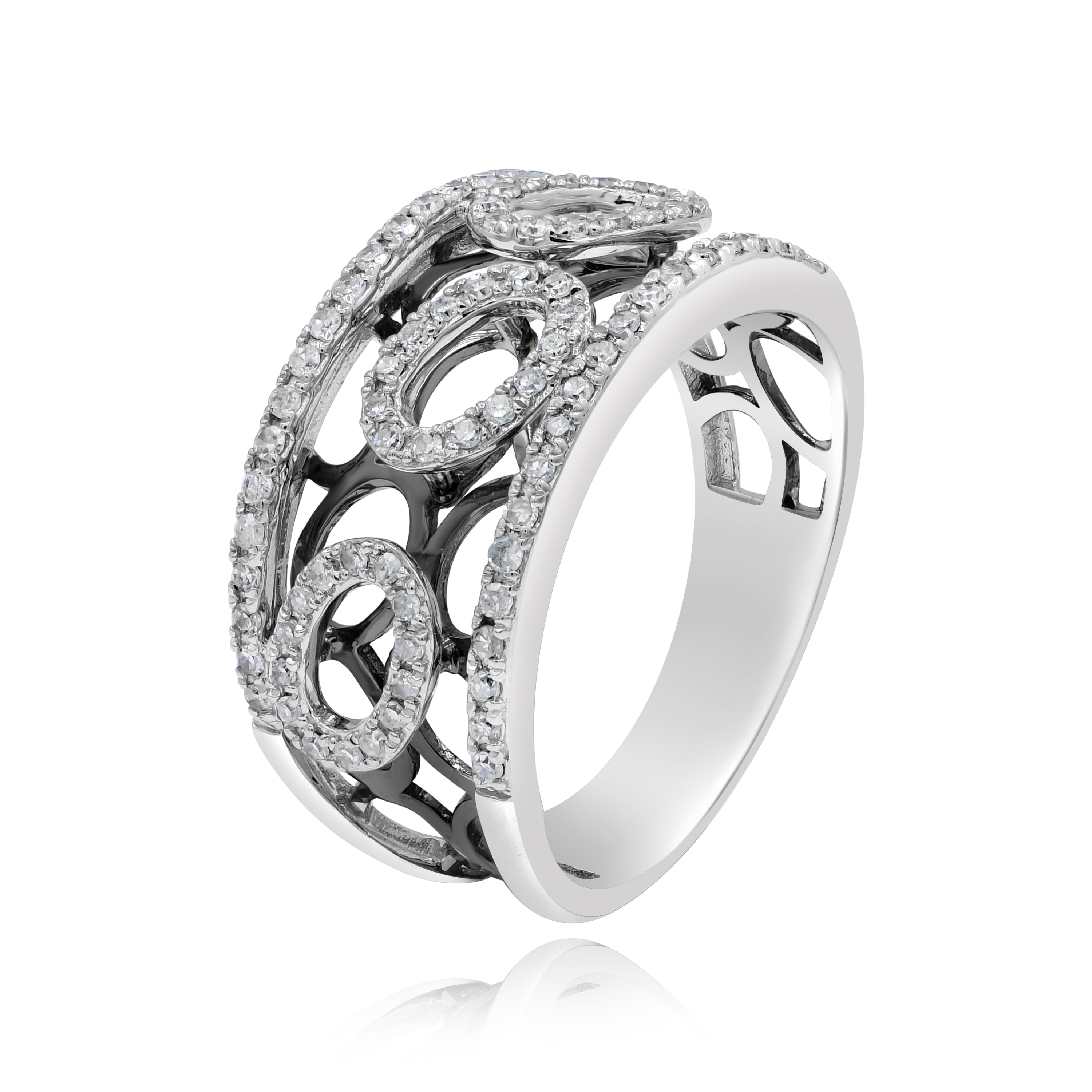 0.36 ct. Diamond 14K White Gold & Black Rhodium Bubble Ring
