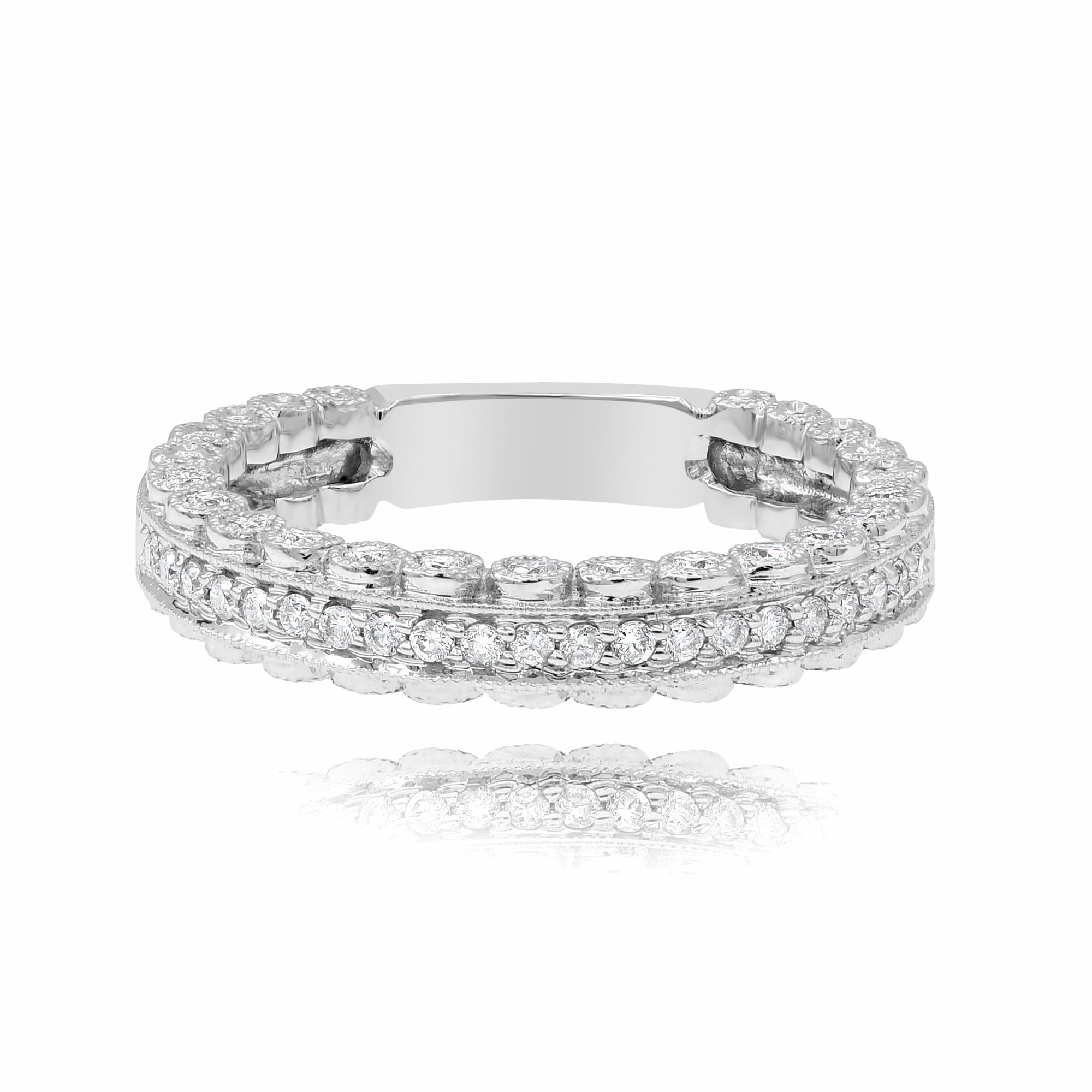 0.5 ct. Diamond 14K White Gold Filigree Eternity Band
