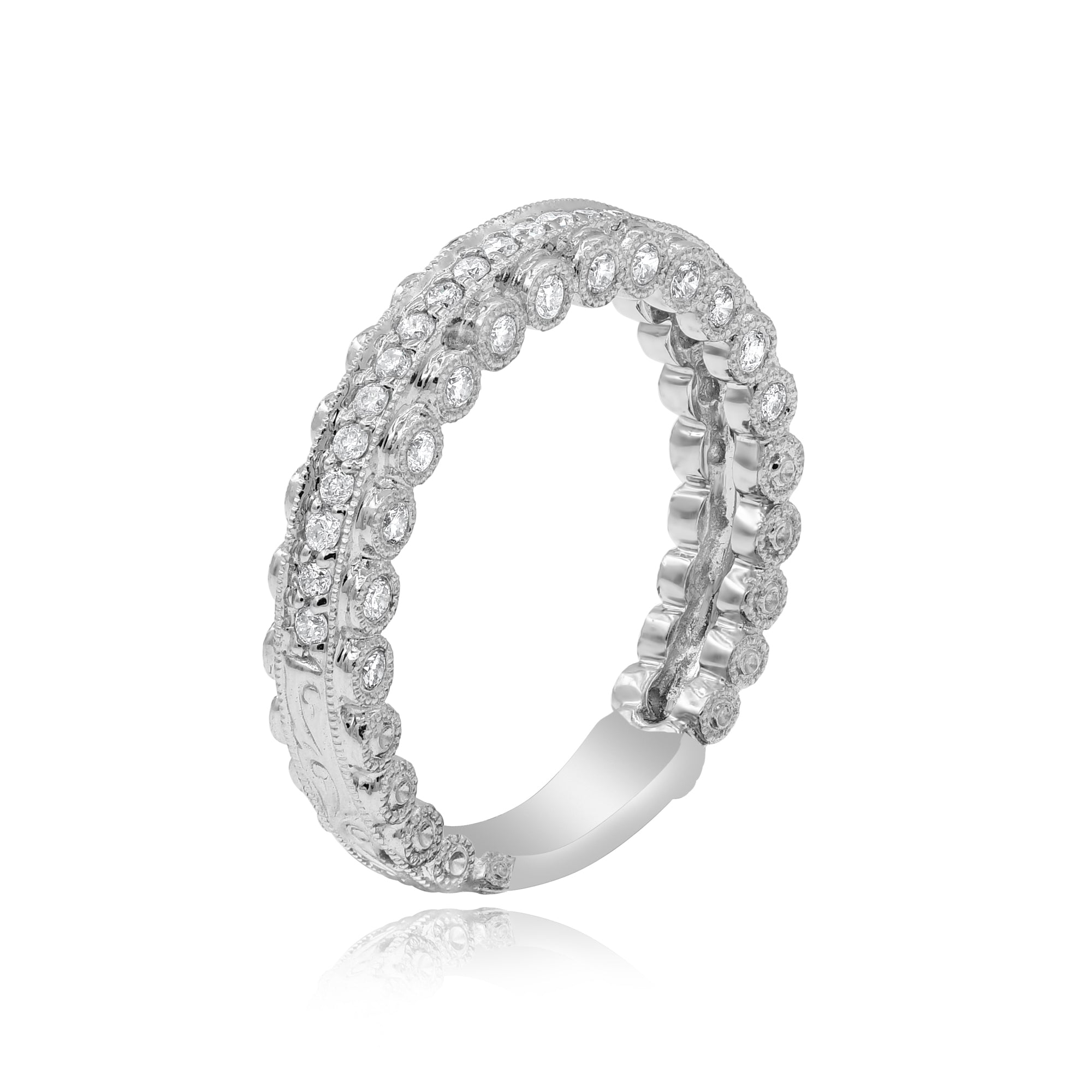 0.5 ct. Diamond 14K White Gold Filigree Eternity Band