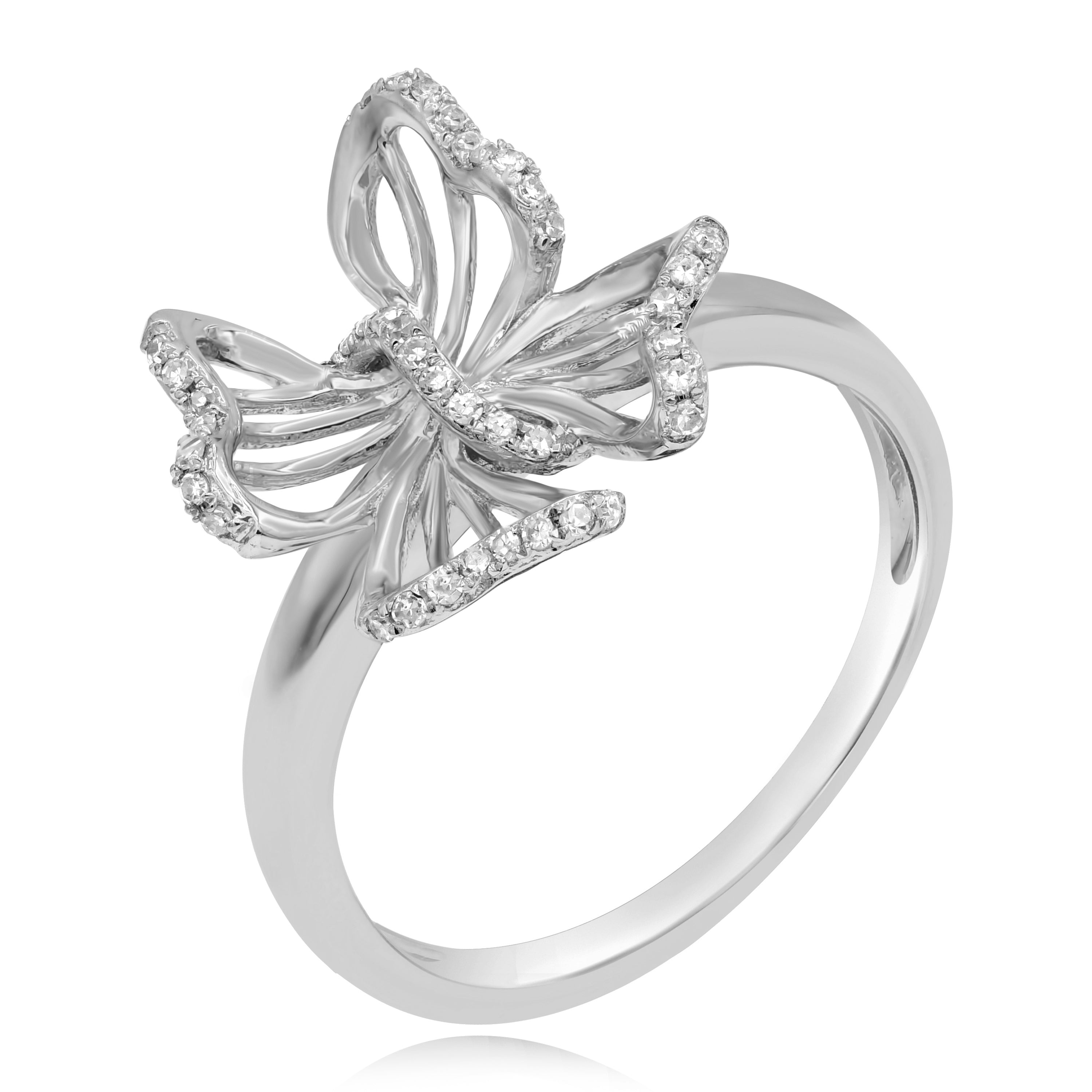 0.12 ct. Diamond 14K White Gold Cascading Flower Ring