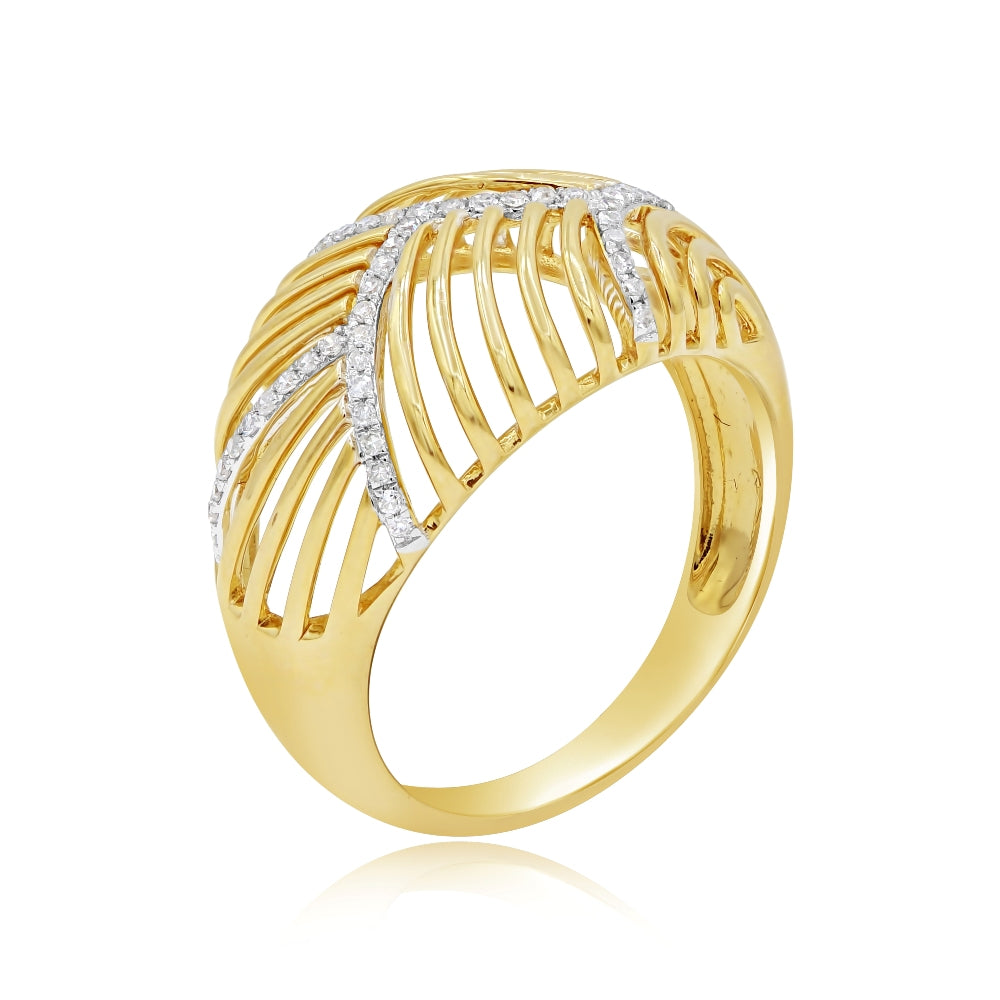0.15 ct. Diamond 14K Yellow Gold Pave Leaf Ring