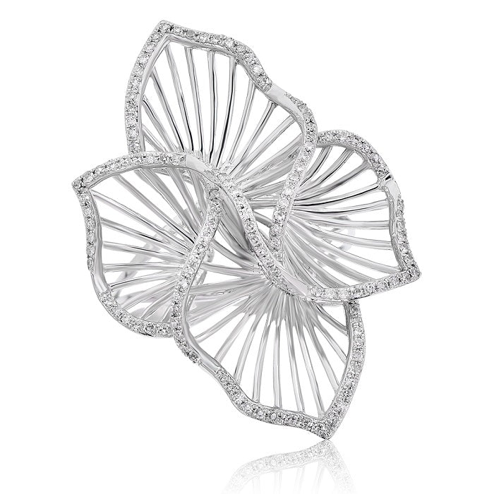0.34 ct. Diamond 14K White Gold Flower Cascade Cocktail Ring