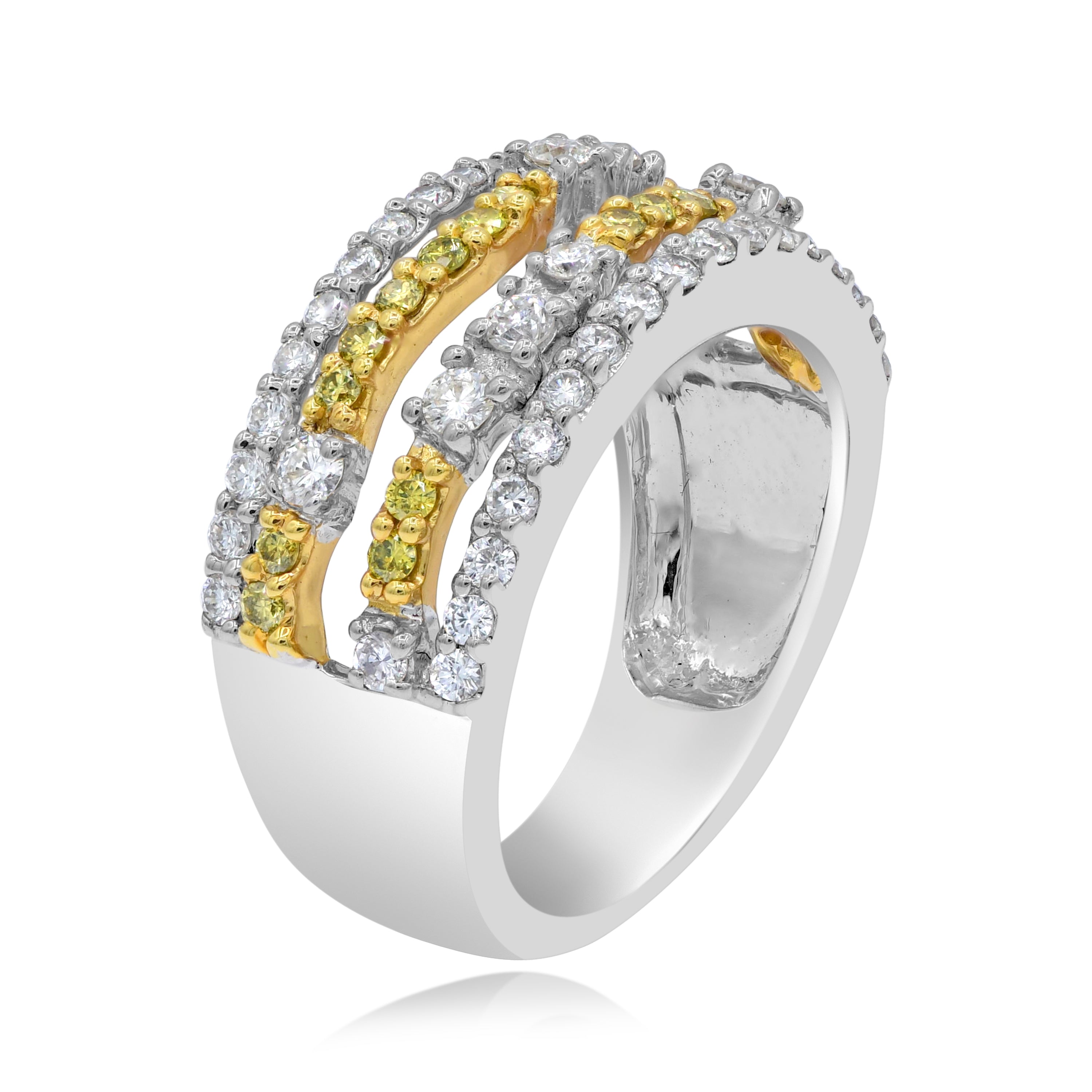 0.97 ct. Yellow & White Diamond 14K Two Tone Gold Openwork Wide Band
